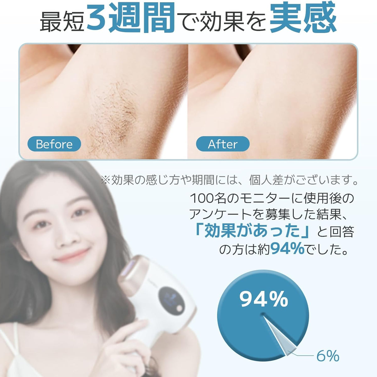 脱毛器 無痛脱毛 自動照射 60万発 9段階調節 全身適用 VIO対応 家庭用 