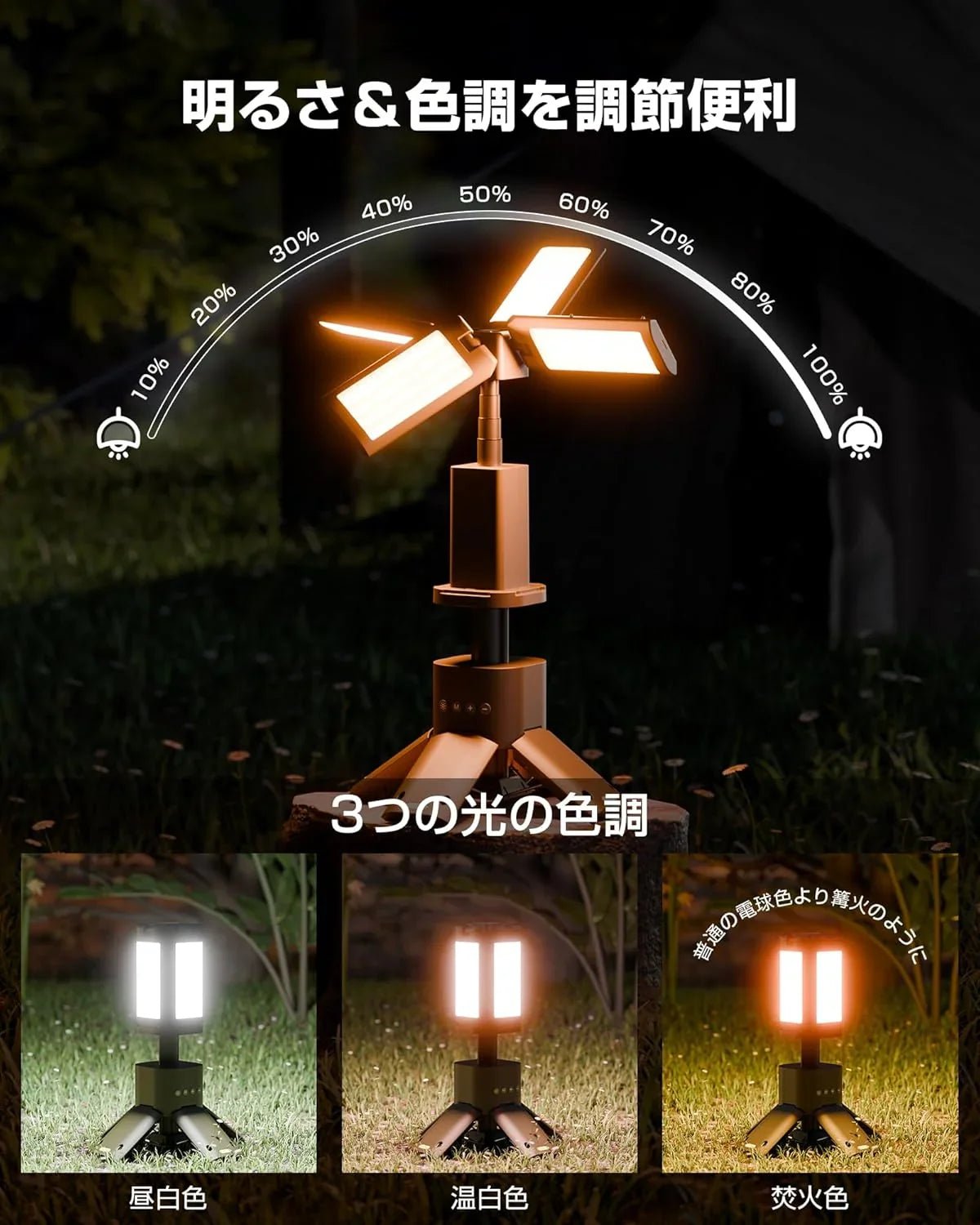 ヨーラー ❘ ランタン LED 「1台多役・業界最初の焚火色」 キャンプ