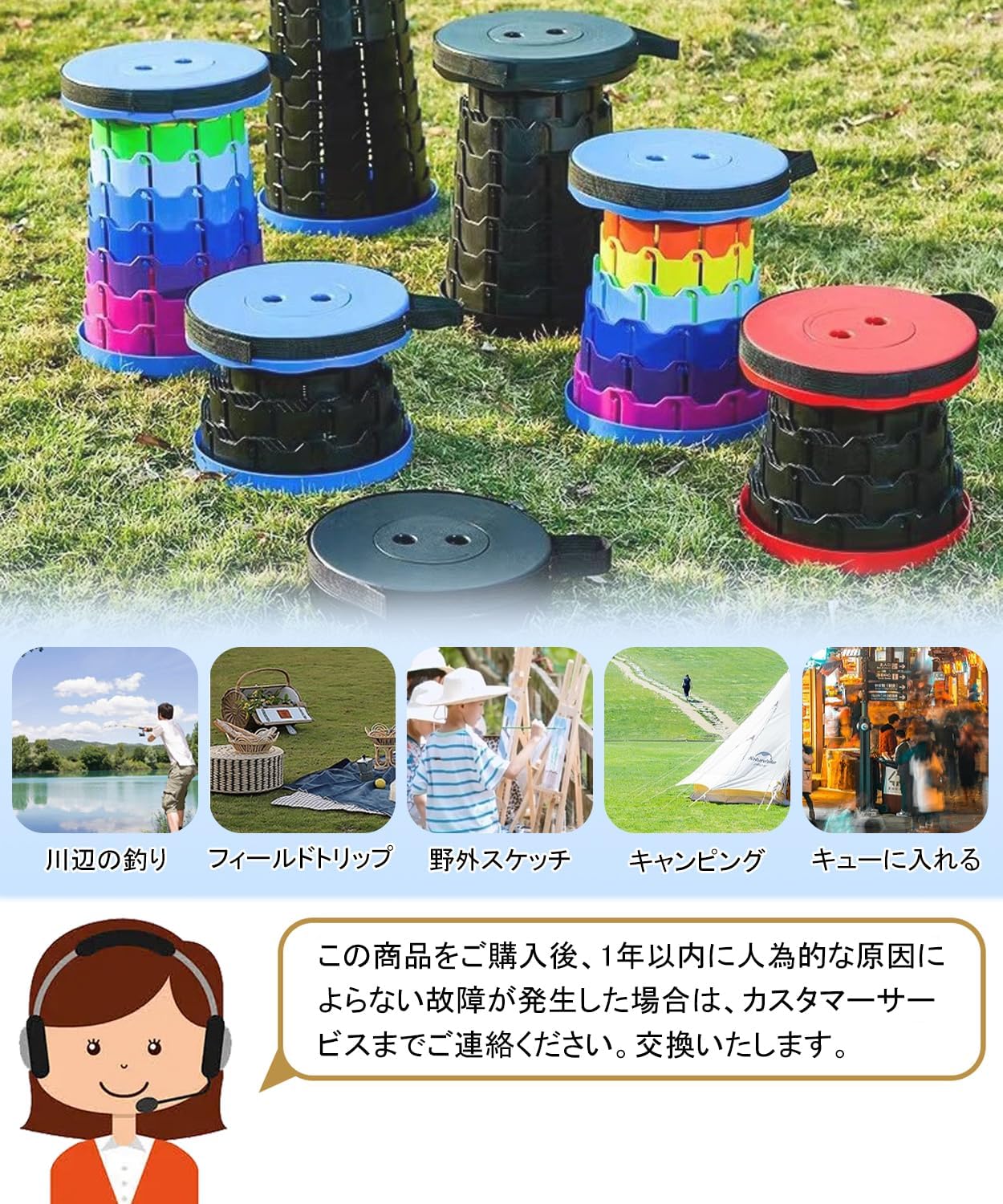 折りたたみ椅子 伸縮式 アウトドアチェア 折り畳み式 キャンプ椅子 キャンプスツール 軽量 防水 持ち手付き 持ち運び便利 1秒開閉可能 耐荷重150KG 釣り/観戦/花火大会/屋内/屋外用（ブラック） - Yolerhome