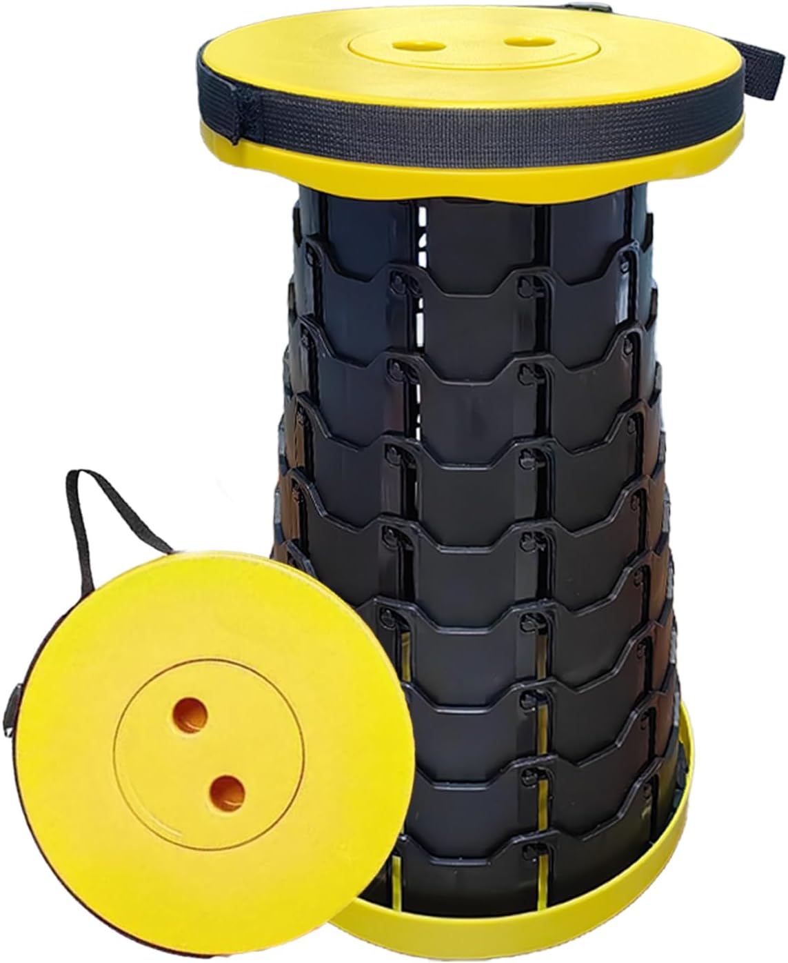 折りたたみ椅子 伸縮式 アウトドアチェア 折り畳み式 キャンプ椅子 キャンプスツール 軽量 防水 持ち手付き 持ち運び便利 1秒開閉可能 耐荷重150KG 釣り/観戦/花火大会/屋内/屋外用（ブラック） - Yolerhome