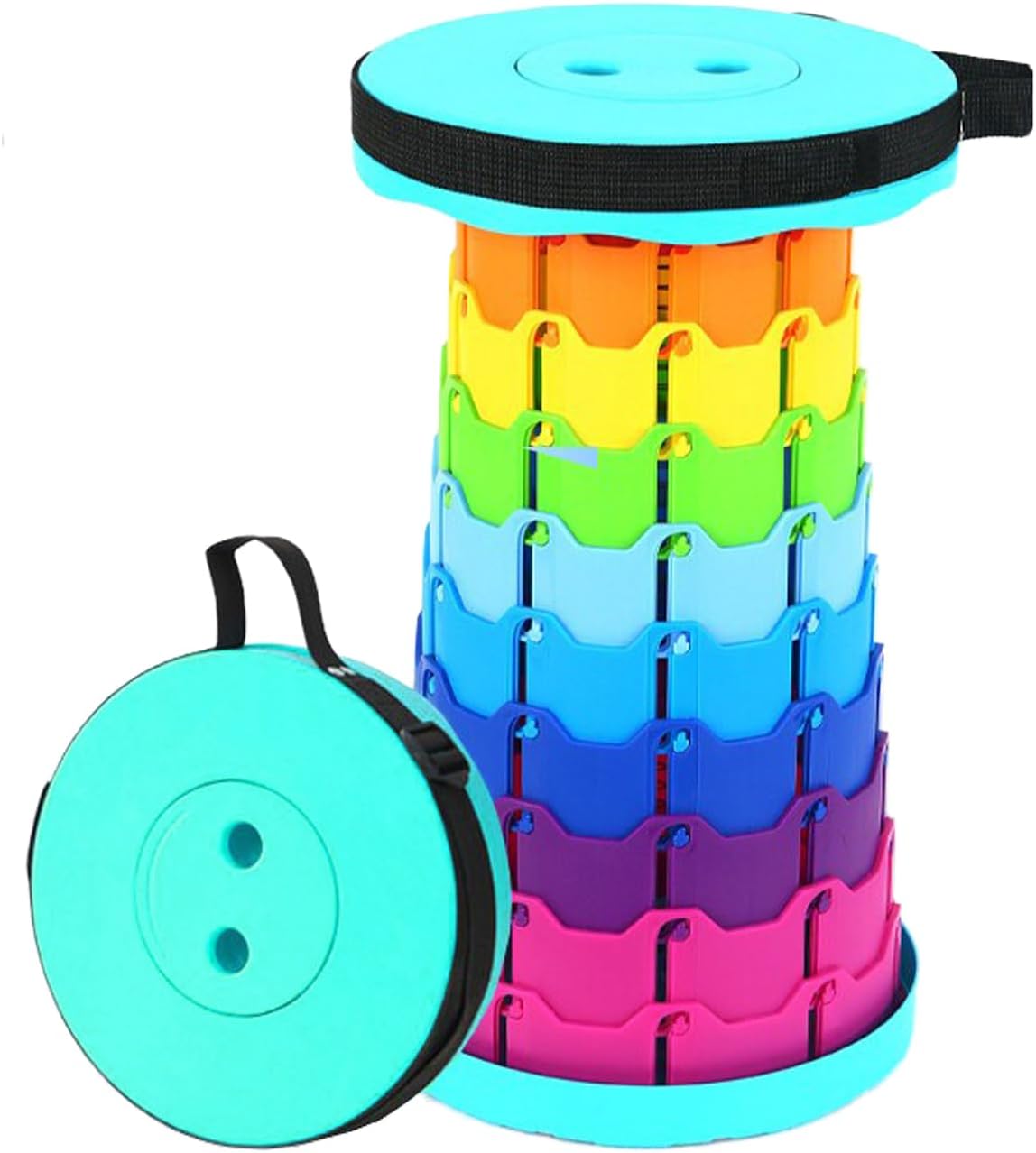 折りたたみ椅子 伸縮式 アウトドアチェア 折り畳み式 キャンプ椅子 キャンプスツール 軽量 防水 持ち手付き 持ち運び便利 1秒開閉可能 耐荷重150KG 釣り/観戦/花火大会/屋内/屋外用（ブラック） - Yolerhome