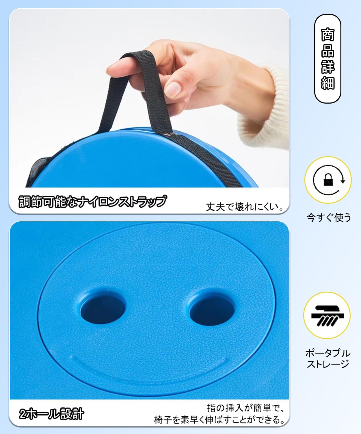 折りたたみ椅子 伸縮式 アウトドアチェア 折り畳み式 キャンプ椅子 キャンプスツール 軽量 防水 持ち手付き 持ち運び便利 1秒開閉可能 耐荷重150KG 釣り/観戦/花火大会/屋内/屋外用（ブラック） - Yolerhome