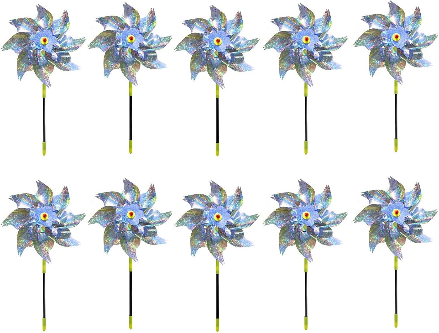 防鳥風車 10個セット 鳥よけ 鳥追い 鳥よけ きらめく風車 庭の装飾用 キラキラ 光る風車 カラスよけ からす撃退 カラスよけグッズ カラス対策 ガーデニンググッズ 鳥対策 風車 レーザー防鳥風車風車 キラキラ 鳥対策 ツバメよけ対策 スズメ 防鳥グッズ 軽くて取付簡単 果樹園 樹園 農作物被害 家庭菜園 畑田んぼ - Yolerhome