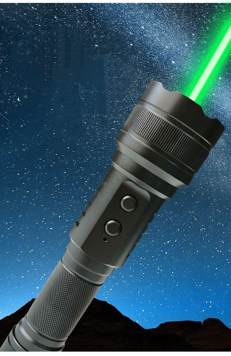 100mw緑色LEDライト付 レーザーポインター200mw 地震災害安全对策レーザー懐中電灯明 野外生存 4段階 高 中 SOS 点滅 高輝度ホワイト レーザーポインター - Yolerhome