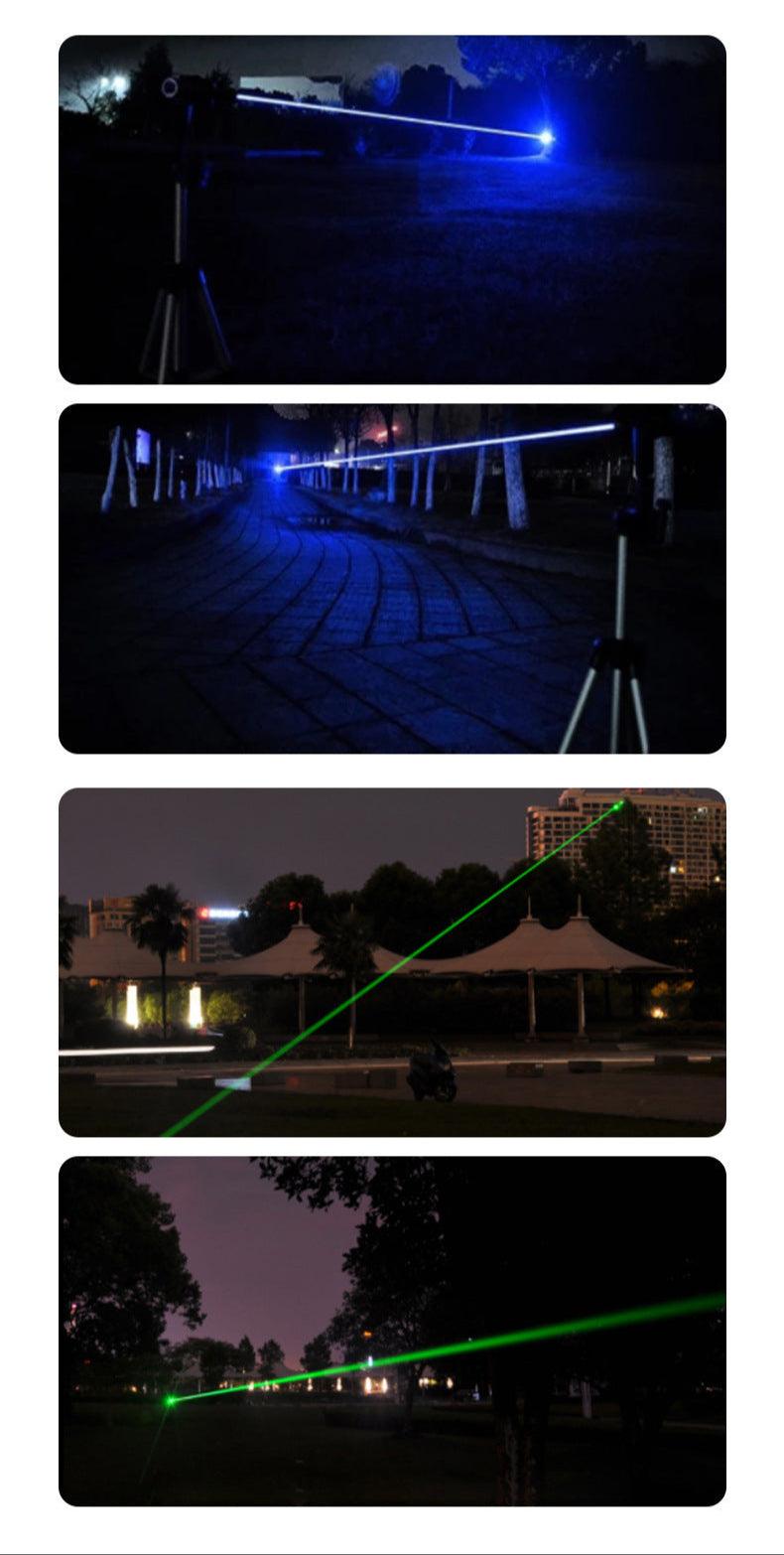 100mw緑色LEDライト付 レーザーポインター200mw 地震災害安全对策レーザー懐中電灯明 野外生存 4段階 高 中 SOS 点滅 高輝度ホワイト レーザーポインター - Yolerhome