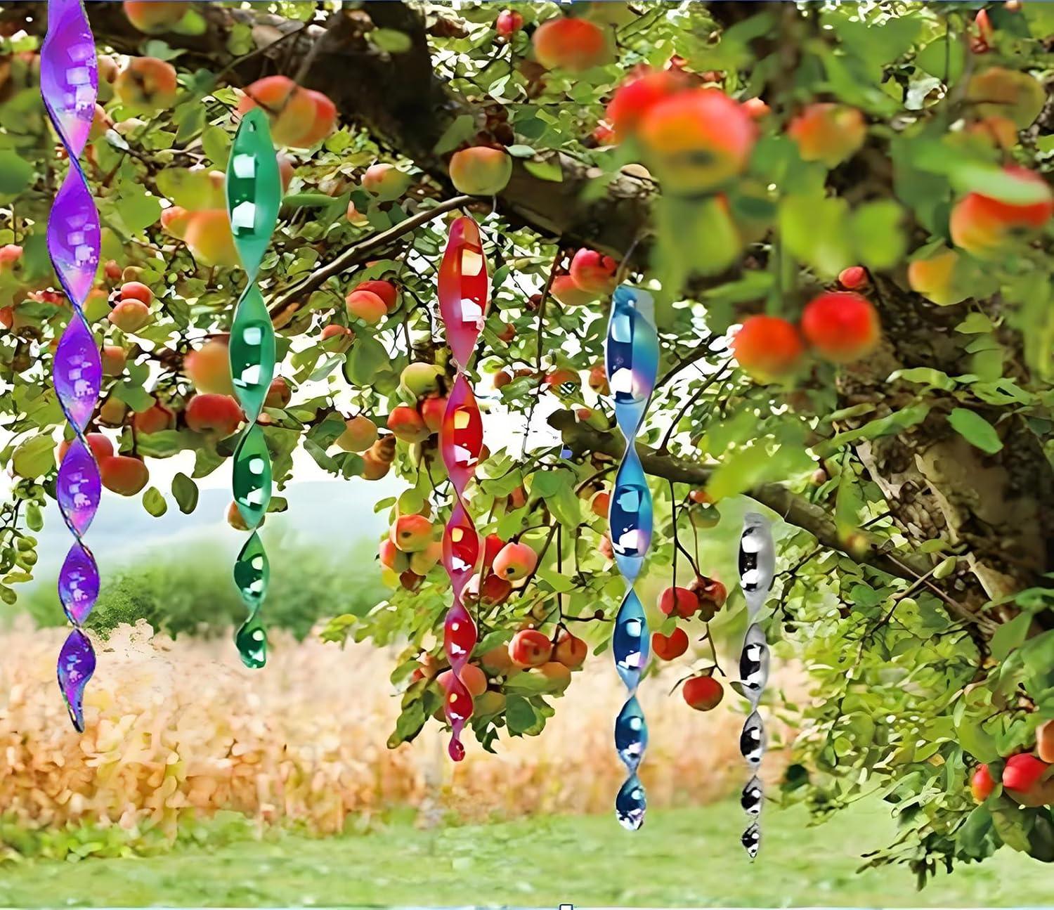 12インチ キツツキ忌避スティック 10セット 装飾スイベル抑止コントロール - パティオプールから鳥を遠ざける 反射ストリップは装飾として家で吊るします(10パック) - Yolerhome