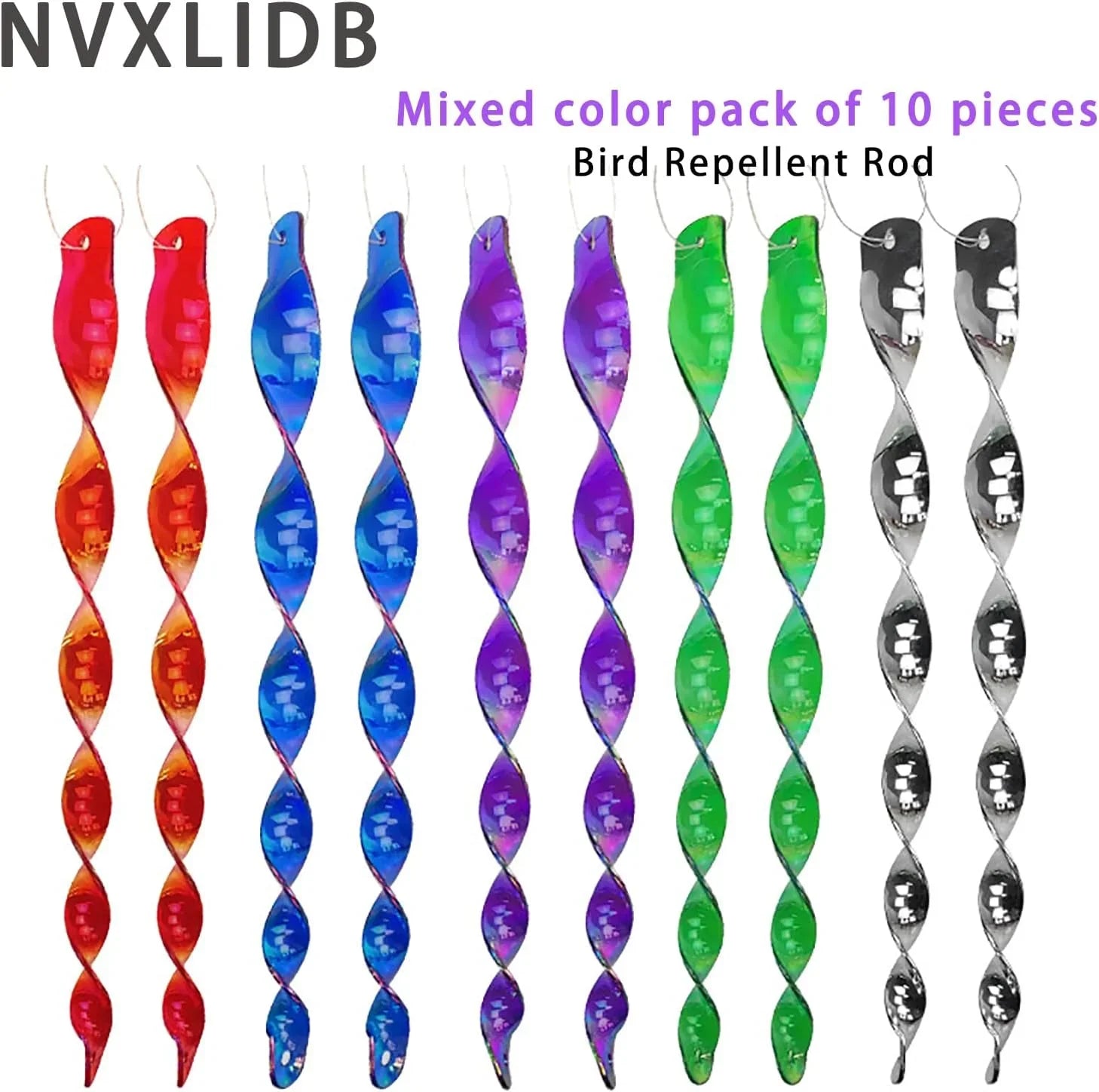 12インチ キツツキ忌避スティック 10セット 装飾スイベル抑止コントロール - パティオプールから鳥を遠ざける 反射ストリップは装飾として家で吊るします(10パック) - Yolerhome