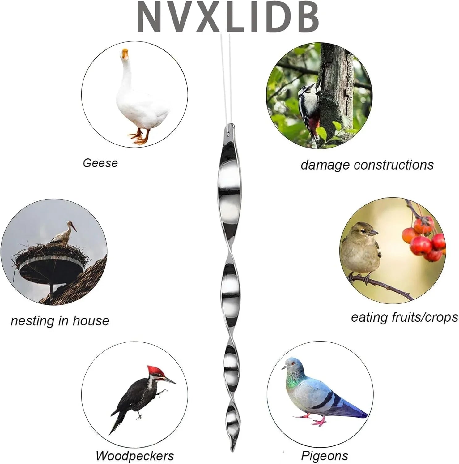 12インチ キツツキ忌避スティック 10セット 装飾スイベル抑止コントロール - パティオプールから鳥を遠ざける 反射ストリップは装飾として家で吊るします(10パック) - Yolerhome