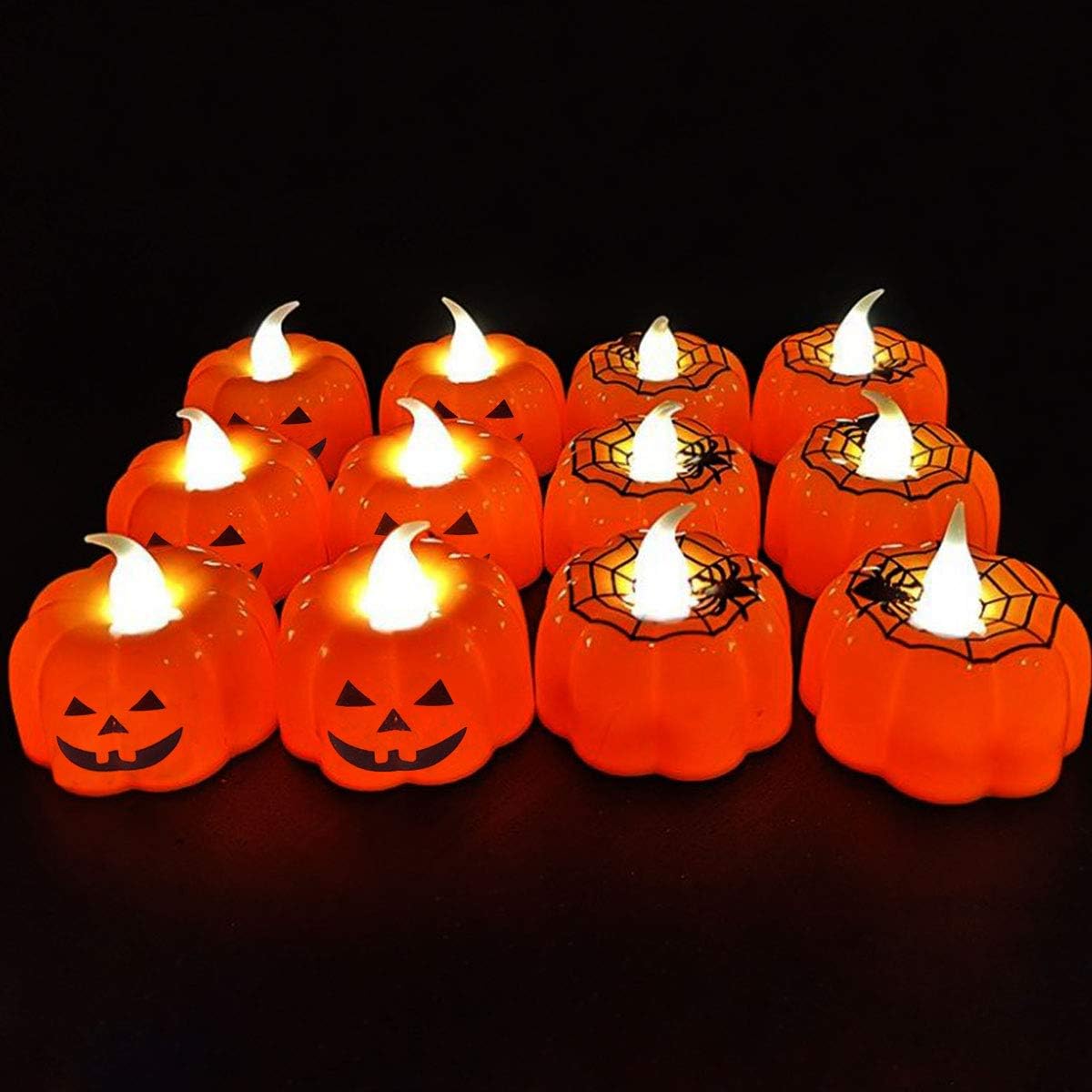 12個セット ハロウィン 飾り LED キャンドル ライト Halloween 装飾 かぼちゃ ろうそく 電飾 イルミネーション 飾り付け キャンドルライト - Yolerhome