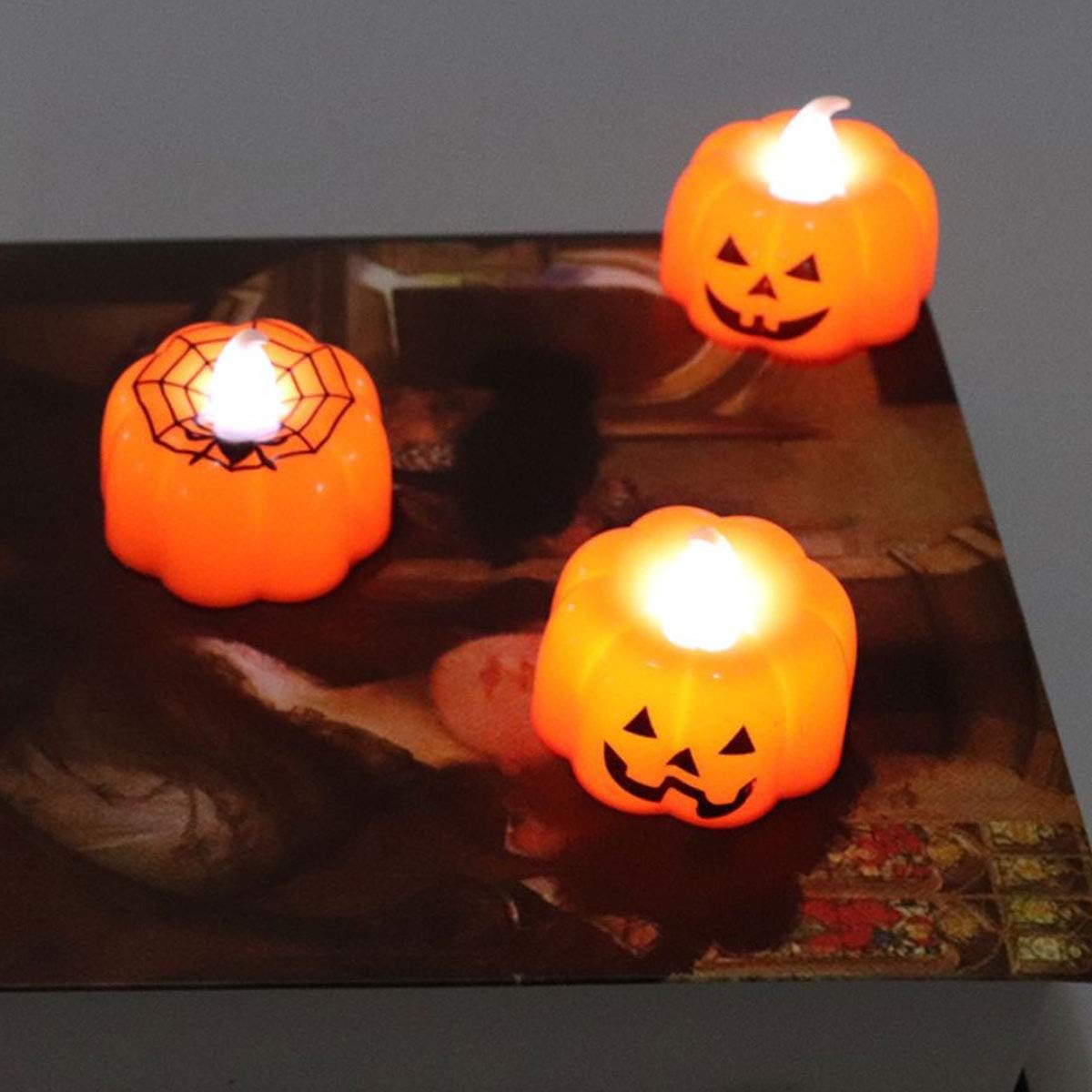 12個セット ハロウィン 飾り LED キャンドル ライト Halloween 装飾 かぼちゃ ろうそく 電飾 イルミネーション 飾り付け キャンドルライト - Yolerhome