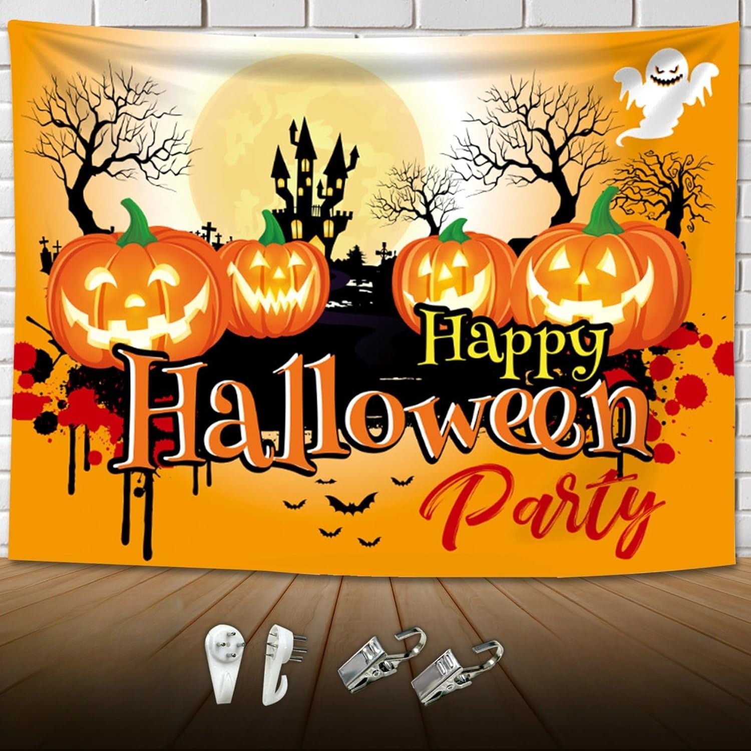 ハロウィン タペストリー 特大 130cm×150cm 壁掛け 装飾布 大判 背景布