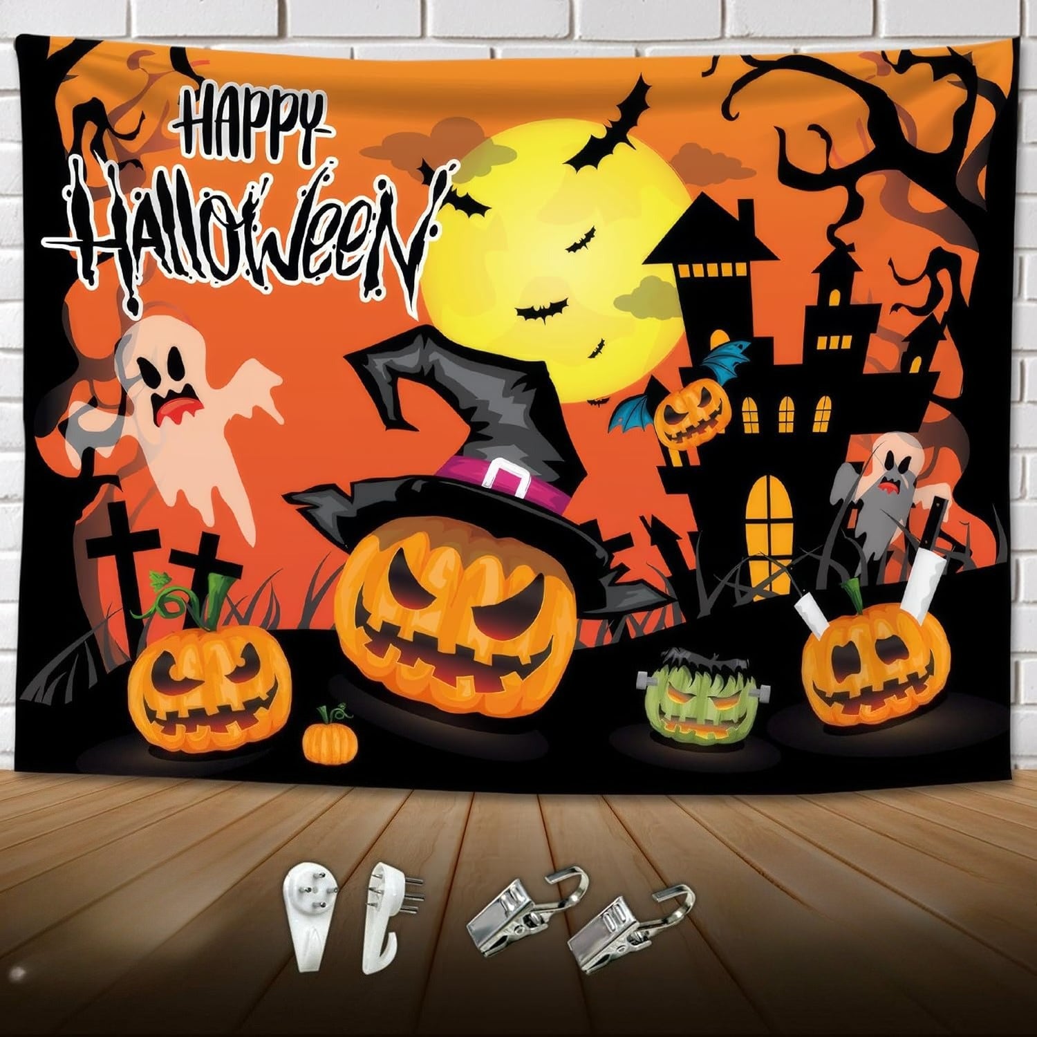 ハロウィン 特大 タペストリー 130cm×150cm 壁掛け ハロウィン用 大判 飾り付け SNS 動画の背景に 飾り おしゃれ 部屋 壁飾り 布ポスター 撮影背景 背景布 パーティー 寝室 装飾アートリ 装飾品 室内 パーティ 装飾布 かぼちゃ 装飾 halloween 布製 タオル マット かざりつけ パーテイー飾り ハロウィンイベント - Yolerhome