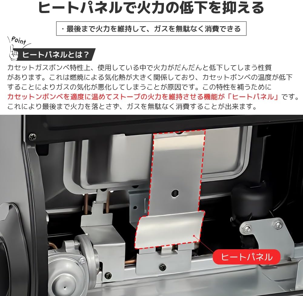カセットガスストーブ ガスヒーター電源不要！1.7KW【速暖・持ち運び簡単】 暖房 ポータブルヒーター アウトドア 防災グッズ 暖房機 暖炉 防災・釣り・キャンプや旅行などにも 自動消火装置 - Yolerhome