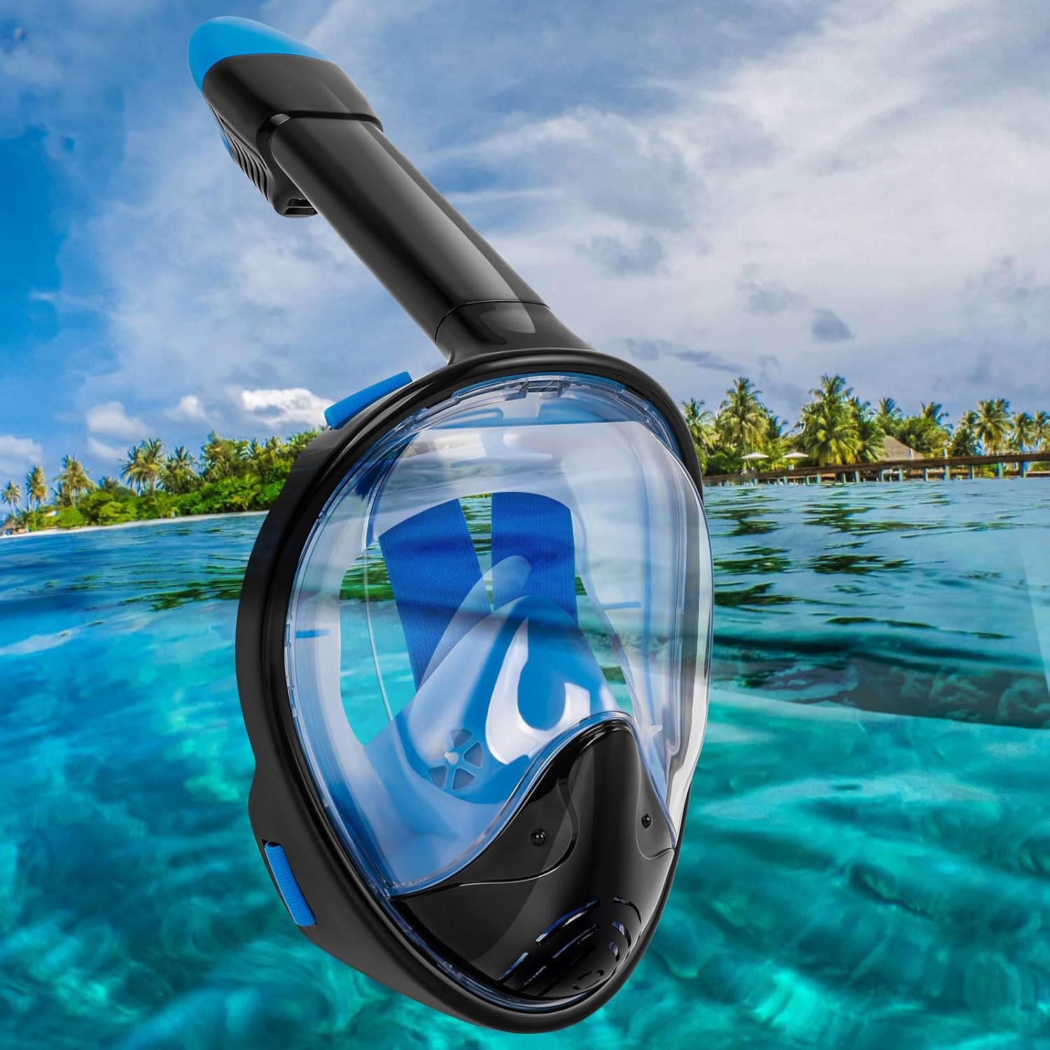シュノーケルマスク ダイビングマスク シュノーケリングフルフェイス型 曇り止め 水漏れ防止 180度超広角 GoPro取付可能 ストラップ調節可能 自由に呼吸可能 男女兼用 ジュニア用 大人用 初心者 海 夏 - Yolerhome