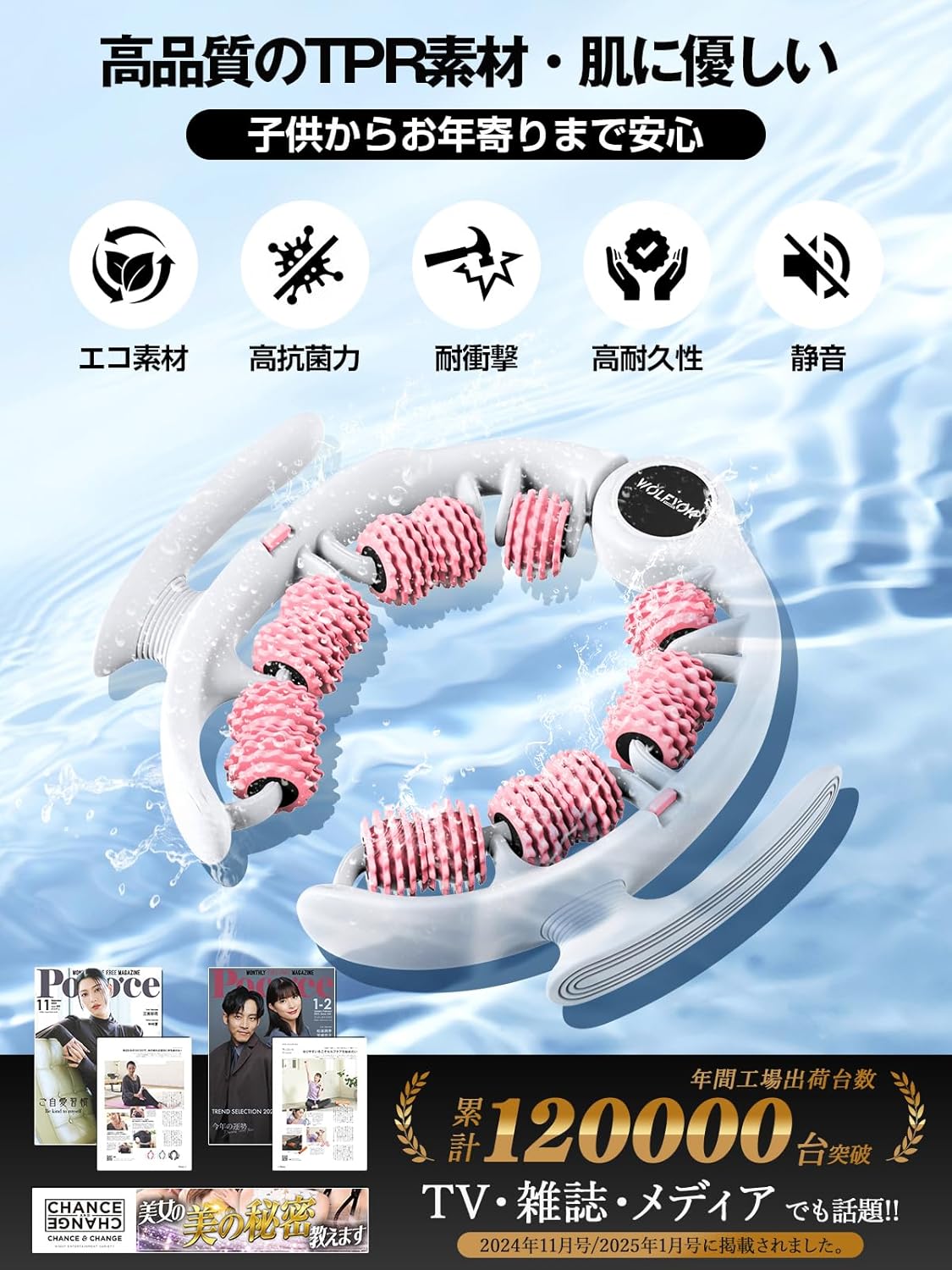 マッサージローラー 筋膜ローラー 筋膜リリースローラー 全身ケア用 リングマッサージャー【取外しハンドル＆180°開閉】ふくらはぎ 足 首 肩 背中 腰 セルライト対策 ローラー - Yolerhome