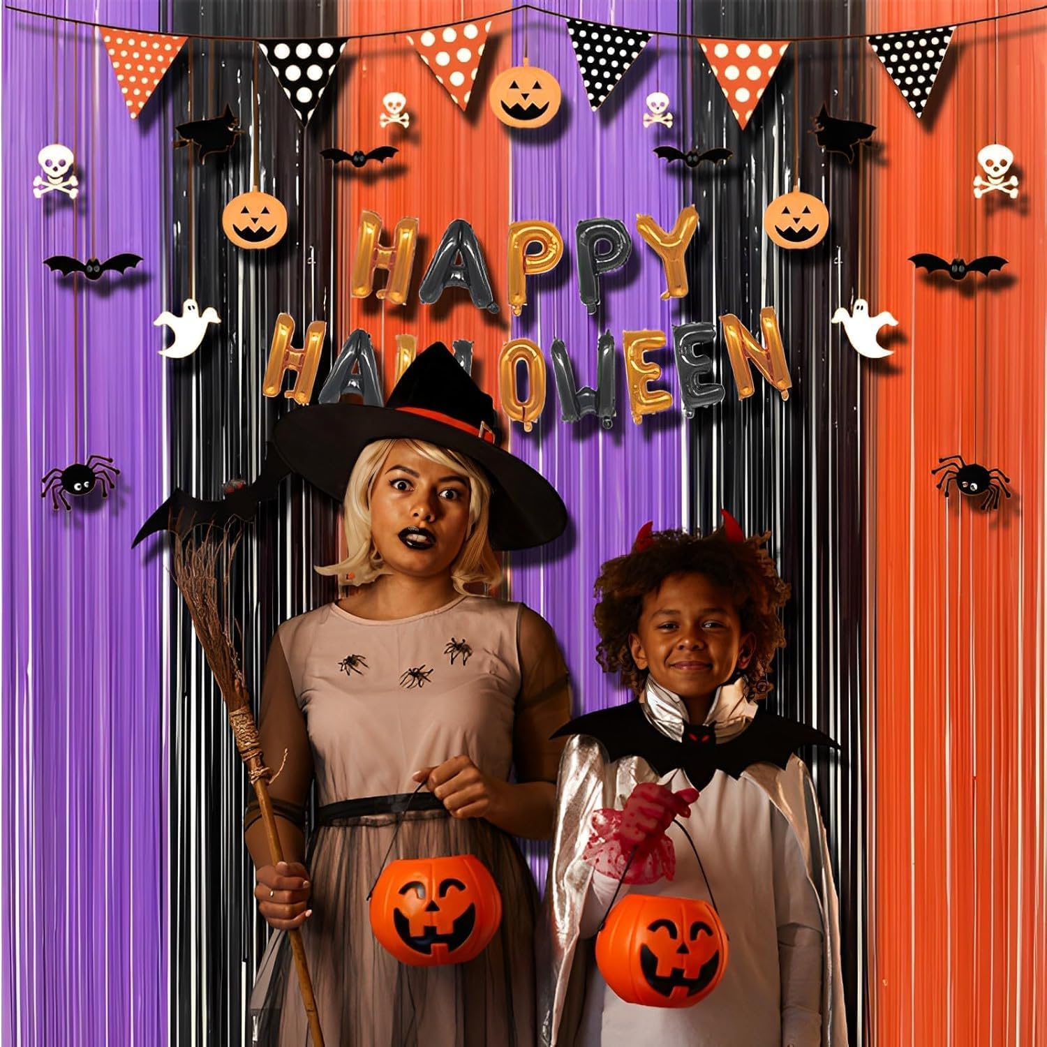 【2枚セット】ハロウィン 飾り パーティー タッセルカーテン 1m*2.5m ハロウィン フリンジカーテン - Yolerhome