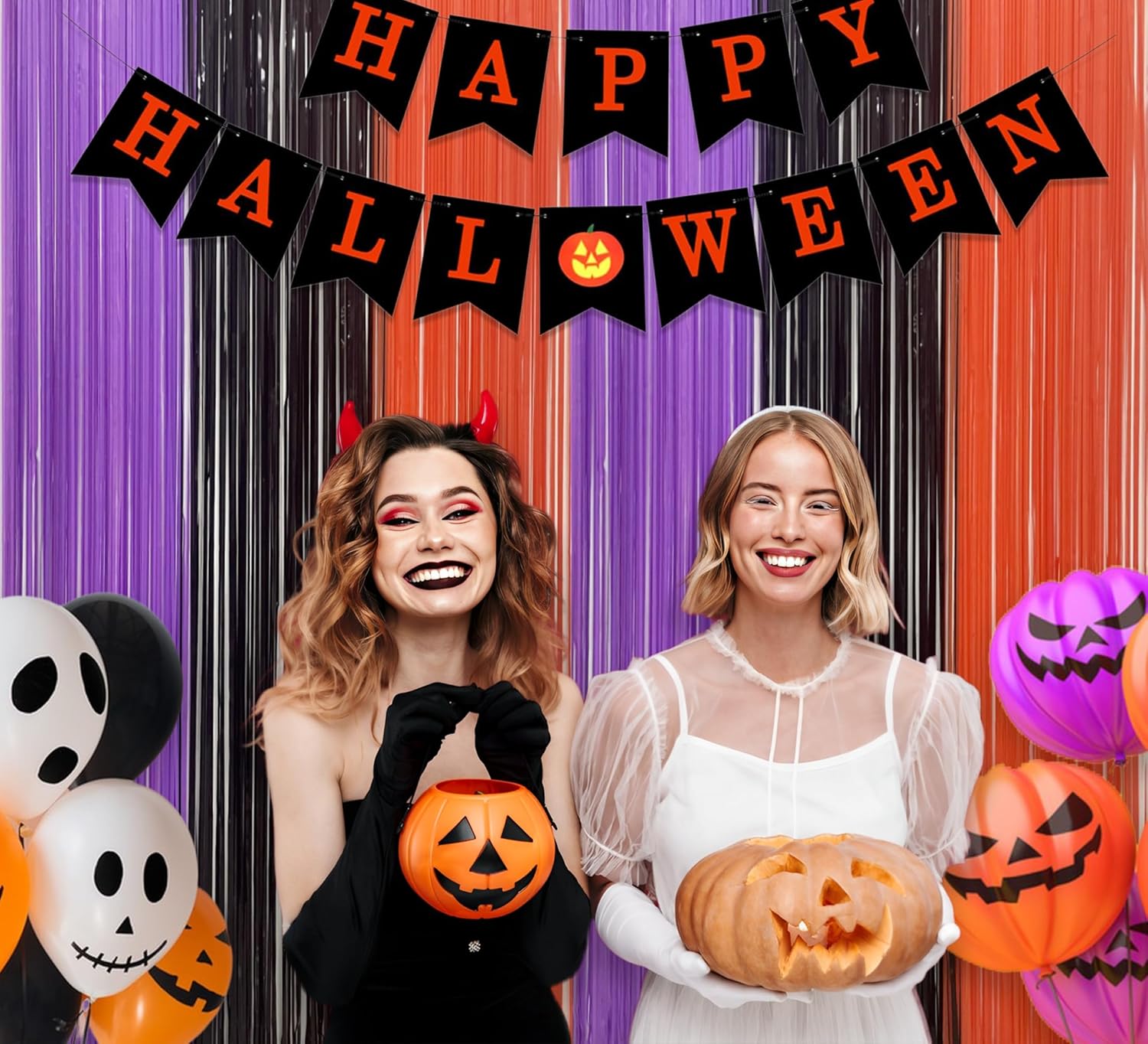 【2枚セット】ハロウィン 飾り パーティー タッセルカーテン 1m*2.5m ハロウィン フリンジカーテン - Yolerhome