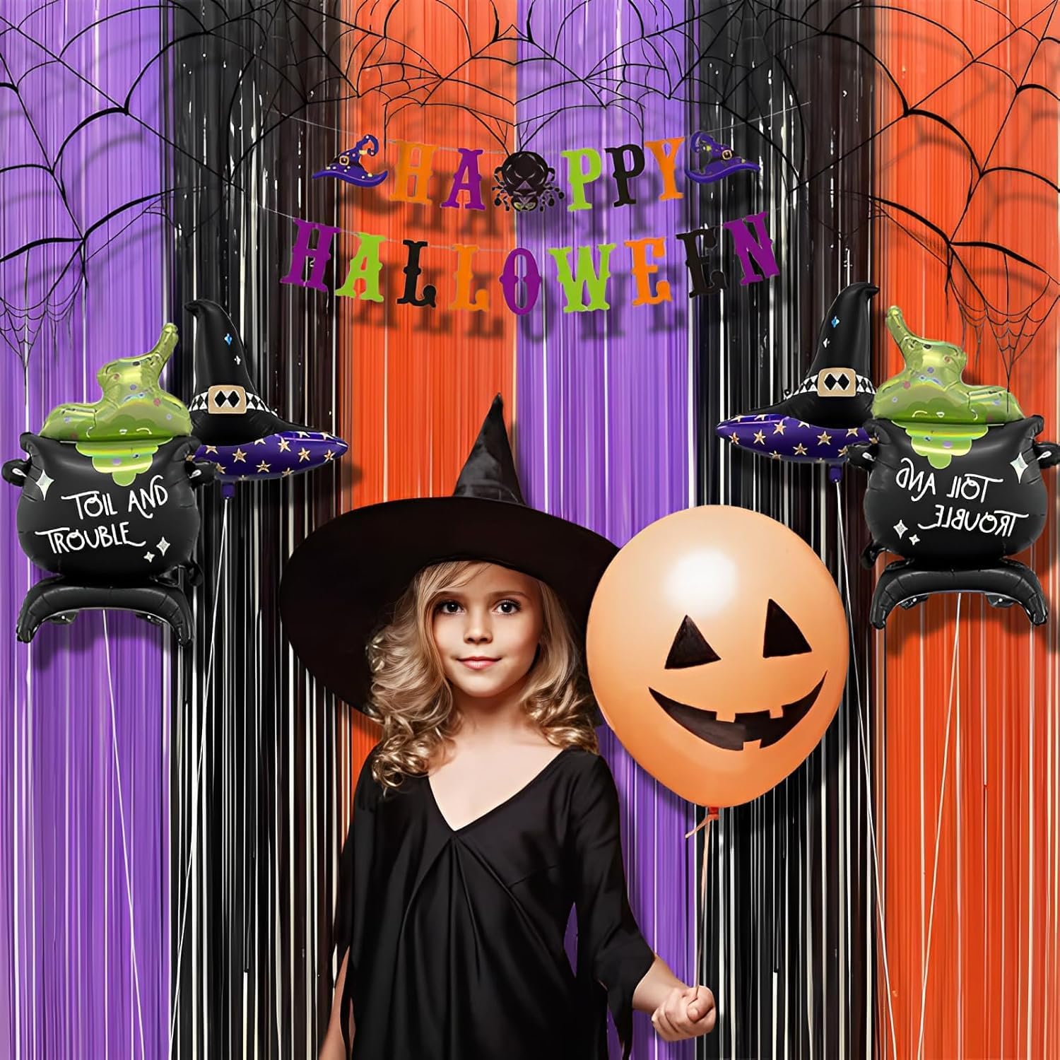 【2枚セット】ハロウィン 飾り パーティー タッセルカーテン 1m*2.5m ハロウィン フリンジカーテン - Yolerhome