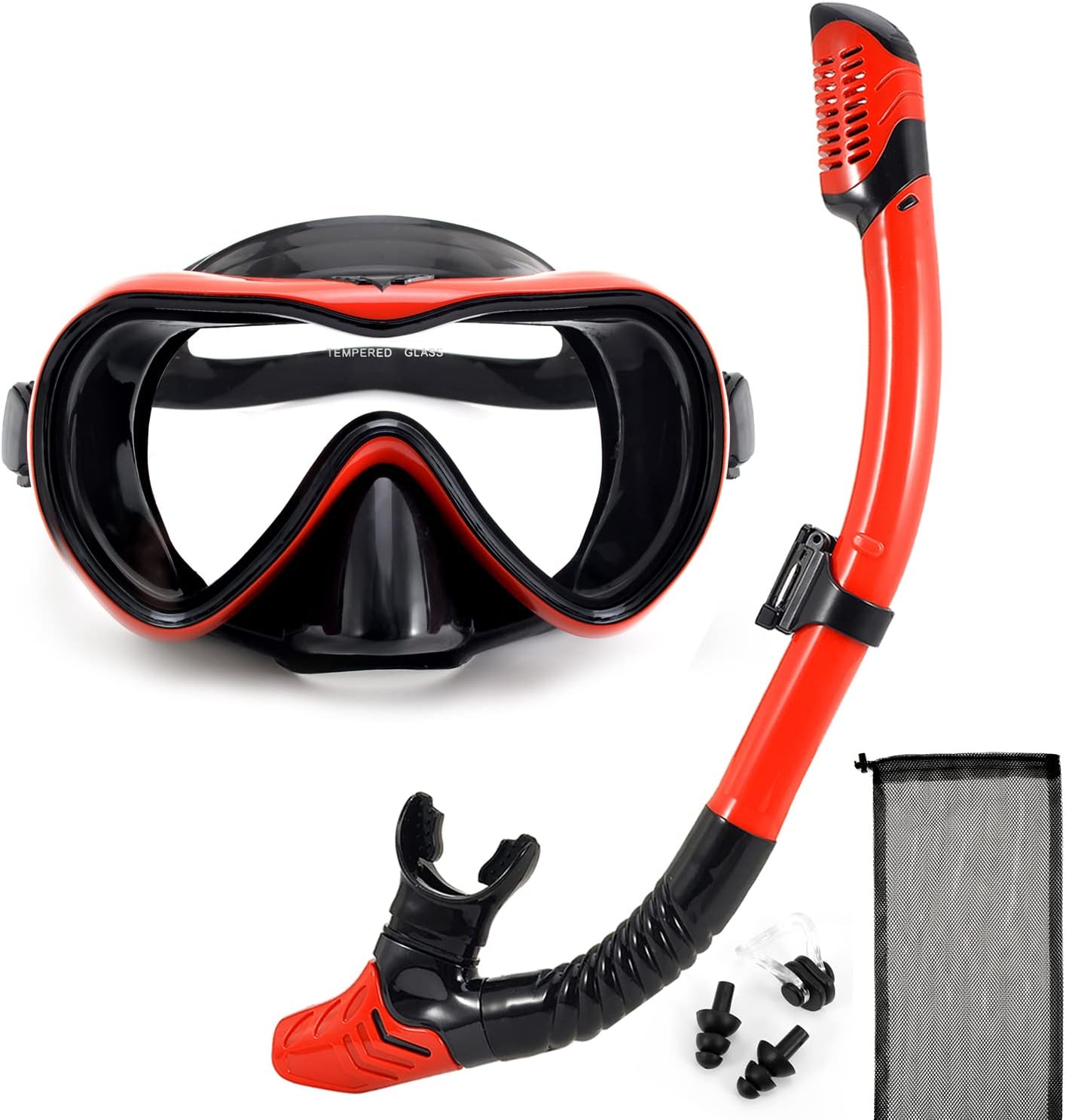シュノーケリング シュノーケル マスク シュノーケリング セット ドライスノーケル シュノーケリングセット 2点セット 潜水メガネ 潜水眼鏡 呼吸用パイプ スノーケル 浸水防止 強化ガラス 耐衝撃 耐圧力 フィット感 着脱簡単 男女兼用 初心者向け 収納バッグ付 【曇り止めクロス付き】 - Yolerhome