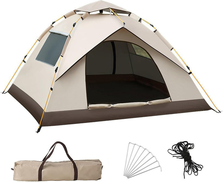 ワンタッチテント 2 - 3人用 シルバーコーティング 自動開閉 5秒設営 UV高遮光 防風防水 耐水圧1500mm 四面メッシュ 超軽量 収納袋付き キャンプ ピクニック 防災 家族の思い出を守る 流砂ゴールド 人気カラー - Yolerhome