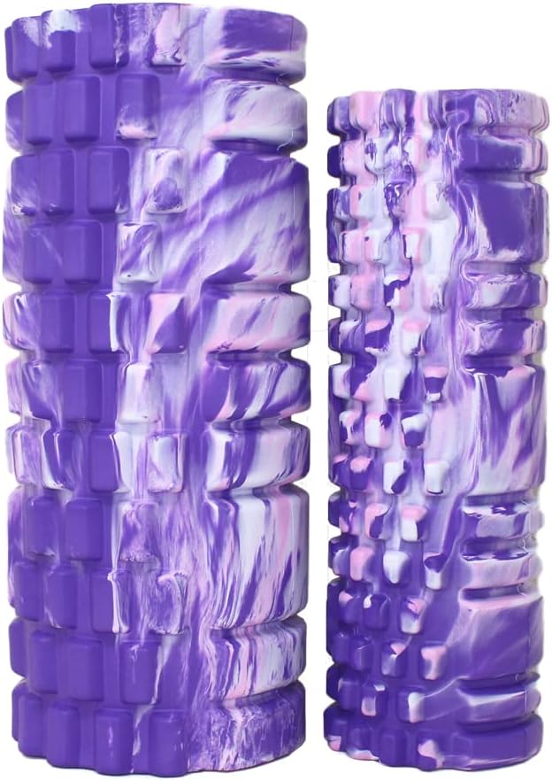 【大・小2個セット】フォームローラー 筋膜リリース マッサージローラー ヨガポール ヨガ ストレッチ トレーニング リラックス マーブルピンク 自宅ジム 体幹 トレーニング 筋肉ケア ダイエット 健康維持 - Yolerhome