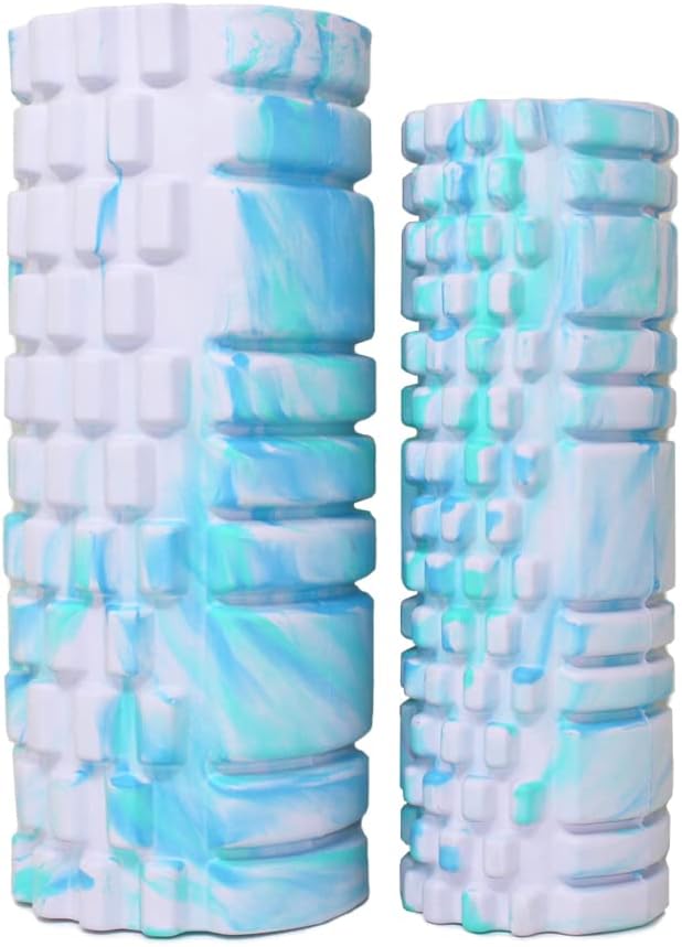 【大・小2個セット】フォームローラー 筋膜リリース マッサージローラー ヨガポール ヨガ ストレッチ トレーニング リラックス マーブルピンク 自宅ジム 体幹 トレーニング 筋肉ケア ダイエット 健康維持 - Yolerhome