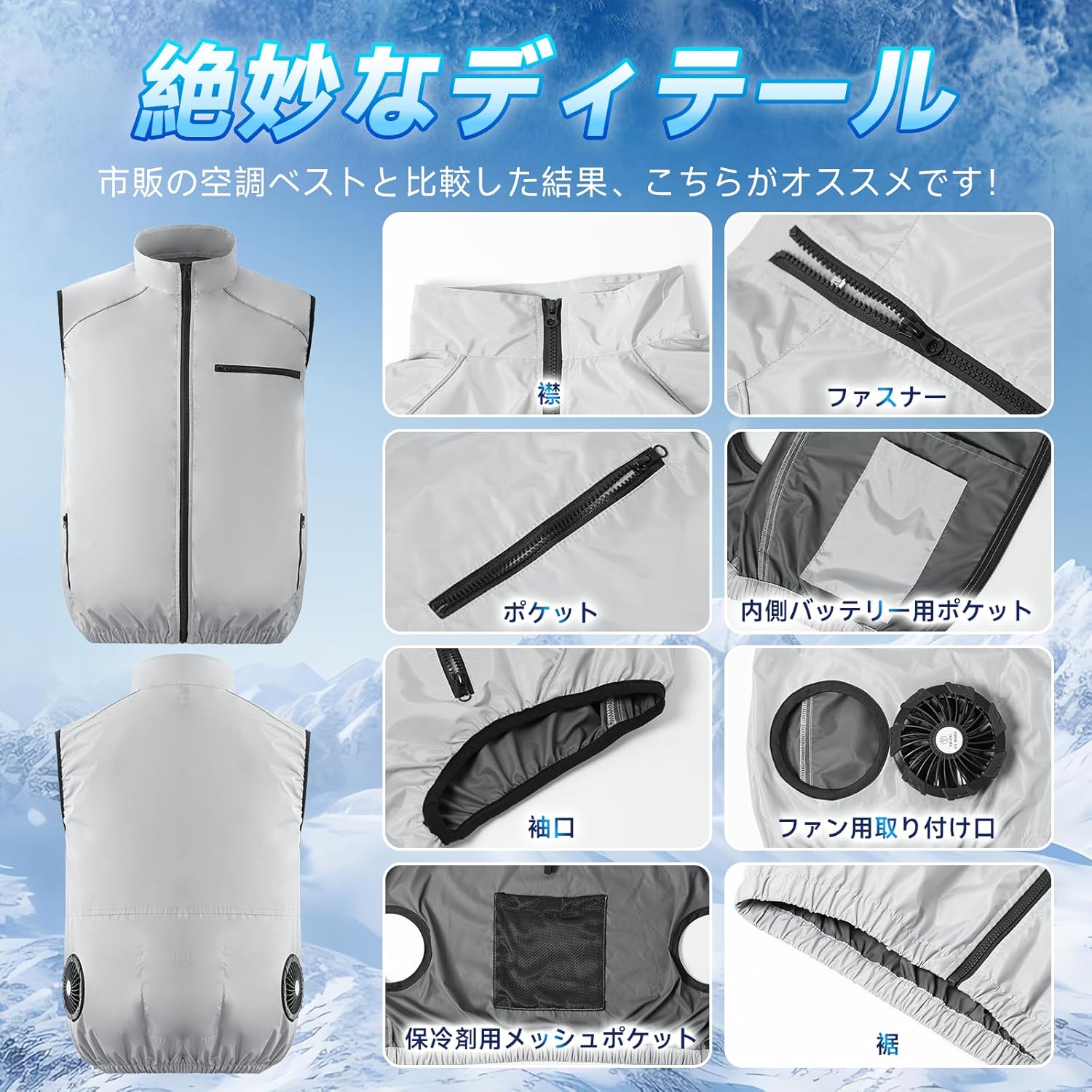 空調作業服 ベスト 【2025暴風ファン & 30000mAh大容量バッテリー】 空調ウェア 作業服 冷却服 3D循環送風 3段階風量調節可 - Yolerhome
