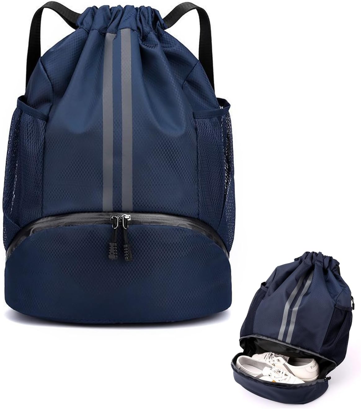 【2025新登場&水泳バッグ】プールバッグ 女の子 男の子 小学生 プールバック 防水 軽量 大人 アウトドア 乾湿分離 大容量 巾着袋 リュック ナップサック 男女兼用 水泳 運動 部活動 旅行 修学 ビーチ遊び シンプル 左右にメッシュポケット付き - Yolerhome