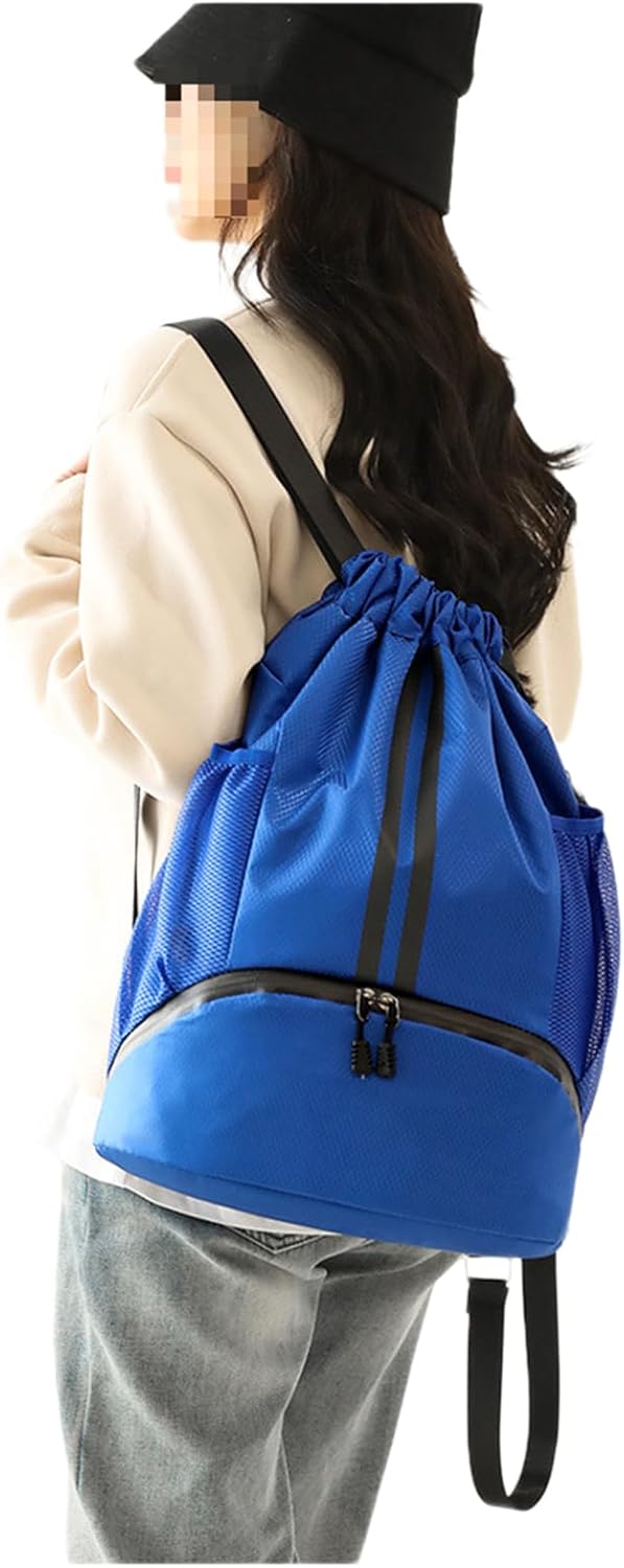 【2025新登場&水泳バッグ】プールバッグ 女の子 男の子 小学生 プールバック 防水 軽量 大人 アウトドア 乾湿分離 大容量 巾着袋 リュック ナップサック 男女兼用 水泳 運動 部活動 旅行 修学 ビーチ遊び シンプル 左右にメッシュポケット付き - Yolerhome