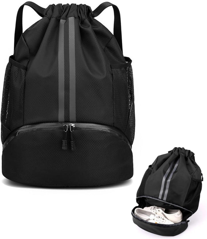 【2025新登場&水泳バッグ】プールバッグ 女の子 男の子 小学生 プールバック 防水 軽量 大人 アウトドア 乾湿分離 大容量 巾着袋 リュック ナップサック 男女兼用 水泳 運動 部活動 旅行 修学 ビーチ遊び シンプル 左右にメッシュポケット付き - Yolerhome