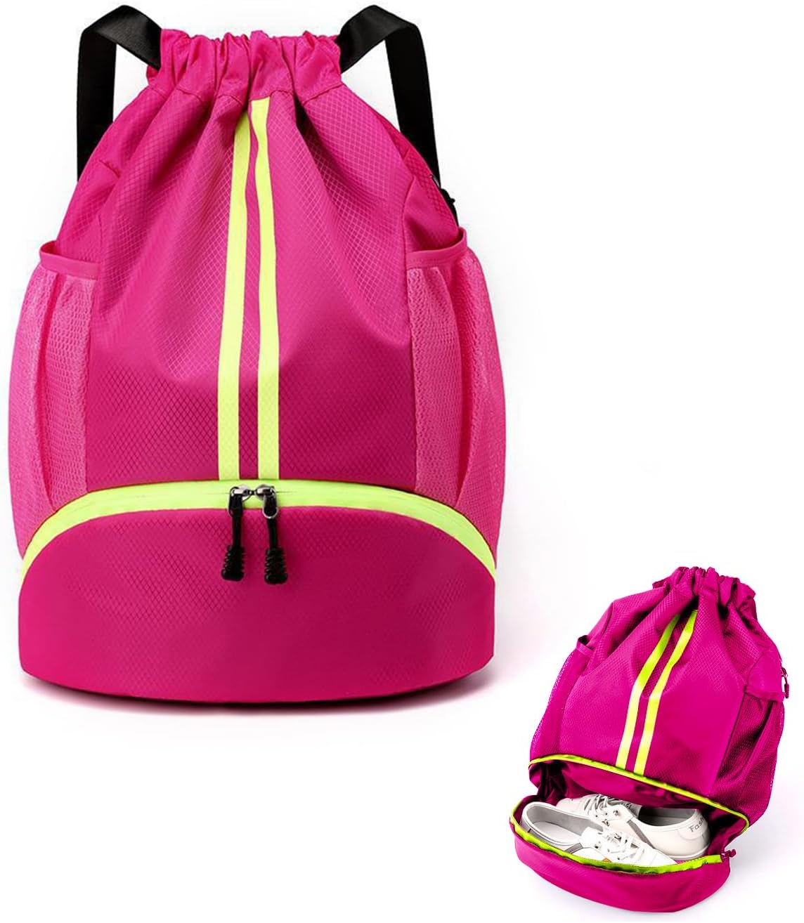 【2025新登場&水泳バッグ】プールバッグ 女の子 男の子 小学生 プールバック 防水 軽量 大人 アウトドア 乾湿分離 大容量 巾着袋 リュック ナップサック 男女兼用 水泳 運動 部活動 旅行 修学 ビーチ遊び シンプル 左右にメッシュポケット付き - Yolerhome