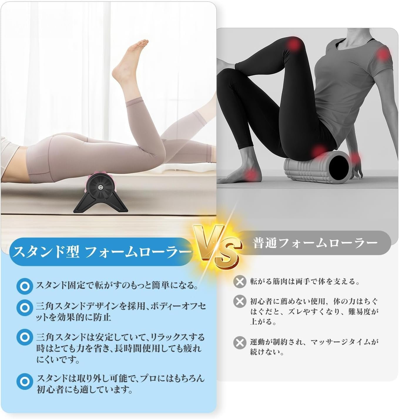 2025新登場 取り外し可能 フォームローラー 筋膜リリース 初心者向け ストレッチポール 【ダブルゾーントリガーポイント】ヨガポール 適度な柔らかさと弾力性 EVA製 筋膜 ローラー 防水耐久 耐荷重200KG 筋肉ほぐし フィットネス 男女兼用 （ピンク） - Yolerhome