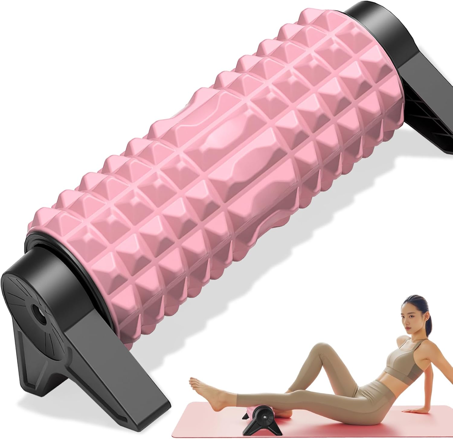 2025新登場 取り外し可能 フォームローラー 筋膜リリース 初心者向け ストレッチポール 【ダブルゾーントリガーポイント】ヨガポール 適度な柔らかさと弾力性 EVA製 筋膜 ローラー 防水耐久 耐荷重200KG 筋肉ほぐし フィットネス 男女兼用 （ピンク） - Yolerhome