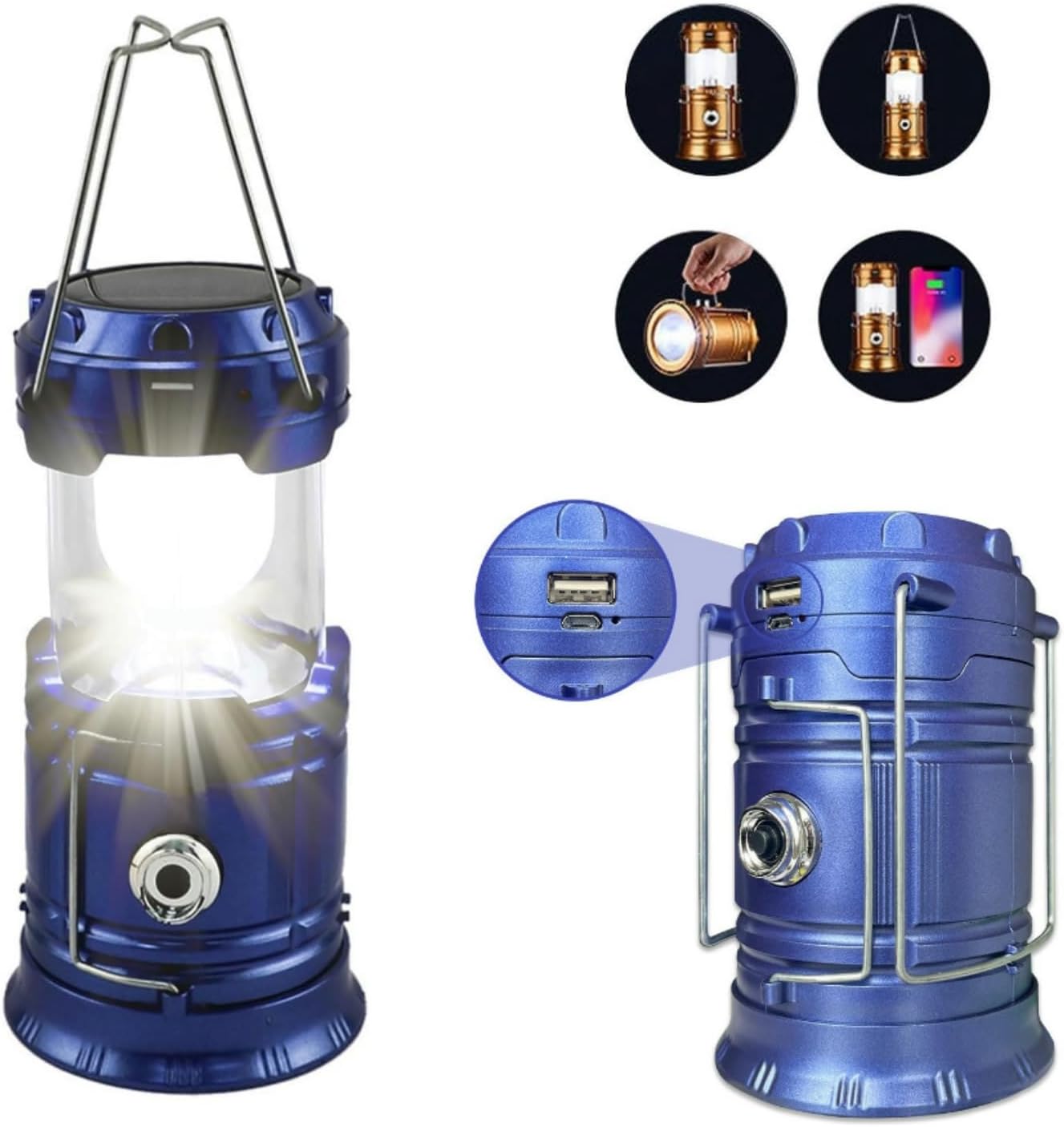 【2025進化モデル】ソーラーランタン LEDランタン 折り畳み式 充電式 防災用 高輝度 軽量 防水 アウトドア キャンプ 非常用 停電対策 6 - 8時間連続使用（ゴールド） - Yolerhome