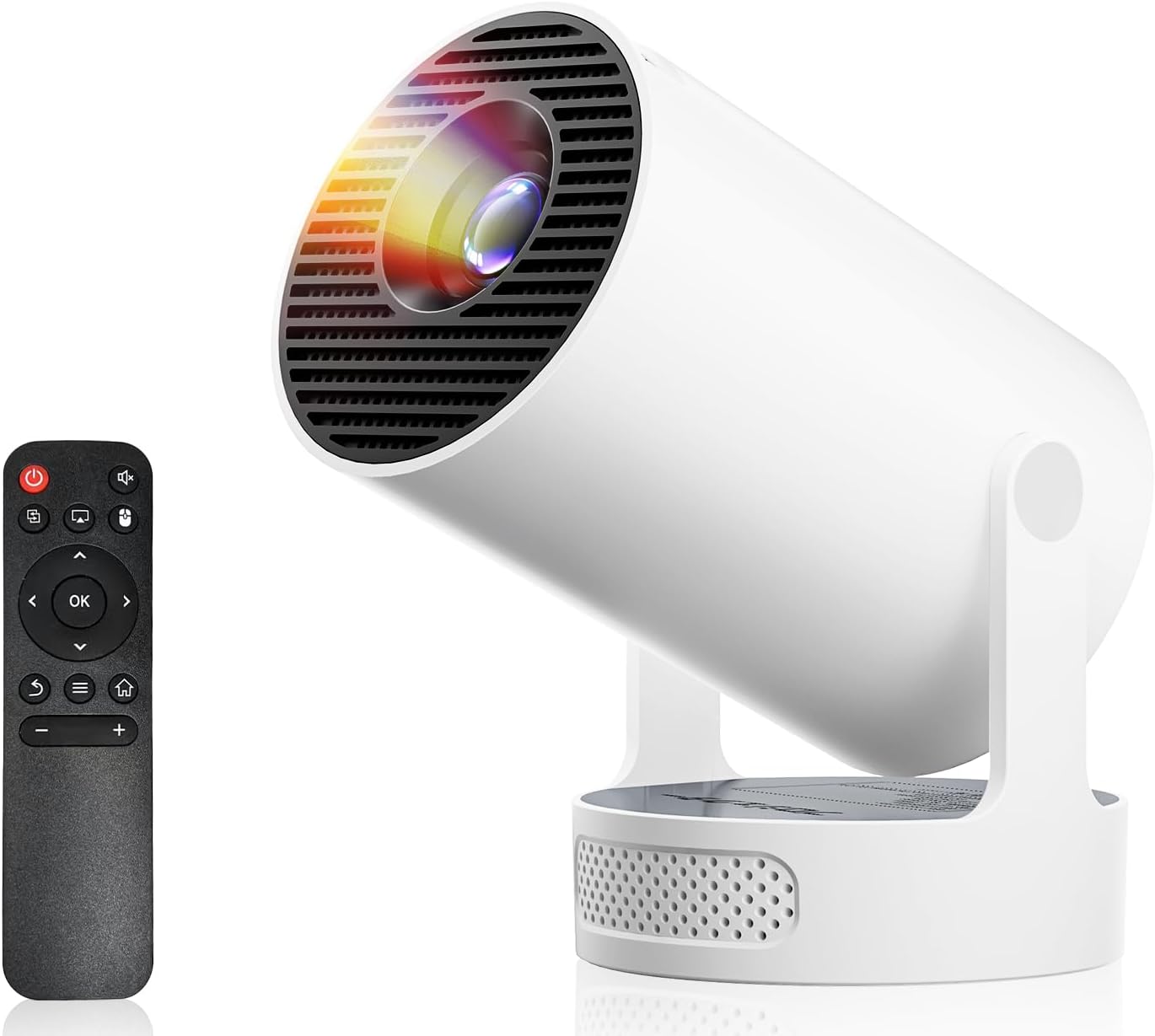 プロジェクター 家庭用 超小型 【2025アップグレード版Android TV搭載＆240°回転＆HiFi外部スピーカー】 短距離投影 27000LM 高輝度 天井投影 1080P Wi - Fi6 4K対応 大画面 自動台形補正 操作簡単 軽量Bluetooth5.4 IOS/Android/パソコン/DVD/PS機/SWITCH接続可 - Yolerhome