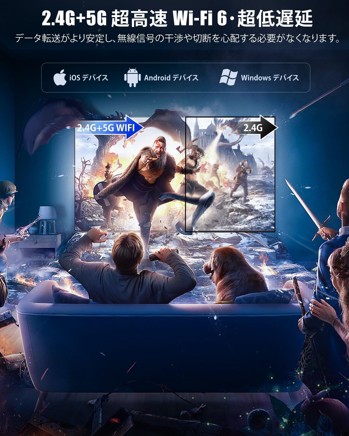 プロジェクター 家庭用【22000LM・Bluetoothリモコン・Android TV12.0搭載・4K対応・270°回転】 プロジェクター 小型 高輝度 リアル1080P 天井投影 Wi - Fi6瞬間接続 Bluetooth5.4 HiFiスピーカー 自動台形補正 自動スリープ 省エネ 大画面 スマホ/パソコン/PS機/DVD - Yolerhome