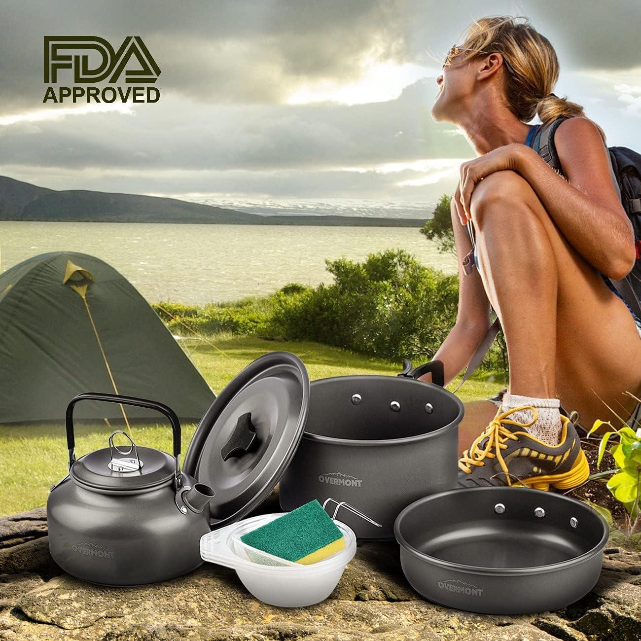 アルミ クッカーセット アウトドア鍋 アウトドアケトル キャンピング 調理器具 収納袋付き 2–3人に適応 - Yolerhome