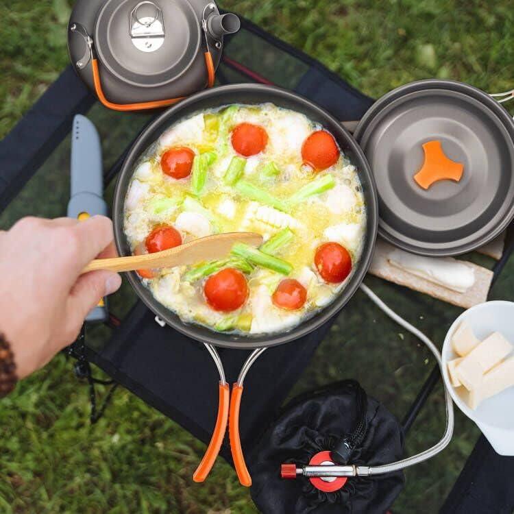 アルミ クッカーセット アウトドア鍋 アウトドアケトル キャンピング 調理器具 収納袋付き 2–3人に適応 - Yolerhome