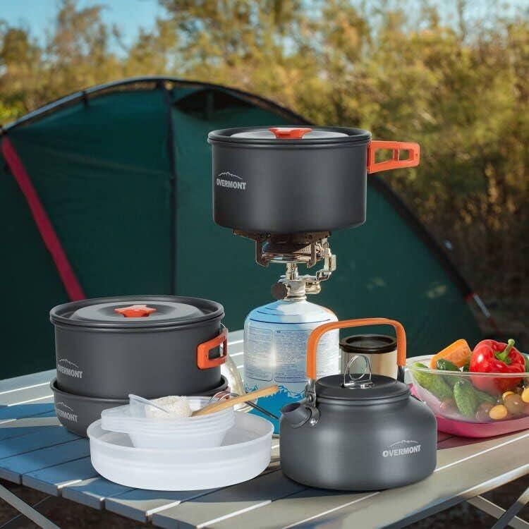 アルミ クッカーセット アウトドア鍋 アウトドアケトル キャンピング 調理器具 収納袋付き 2–3人に適応 - Yolerhome