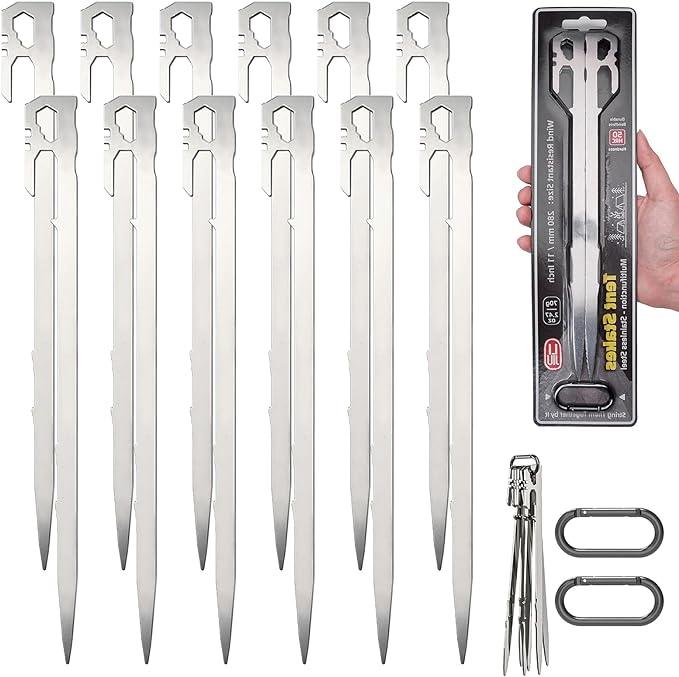 ペグ テントペグ 28cm ステンレス鋼420 鍛造ペグ 一体化 軽量 U字型 高強度G - n6 - Yolerhome