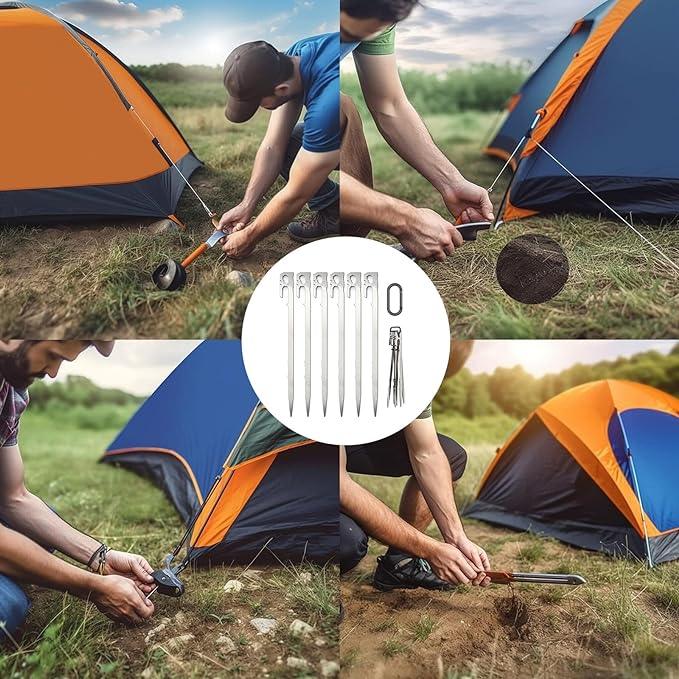 ペグ テントペグ 28cm ステンレス鋼420 鍛造ペグ 一体化 軽量 U字型 高強度G - n6 - Yolerhome