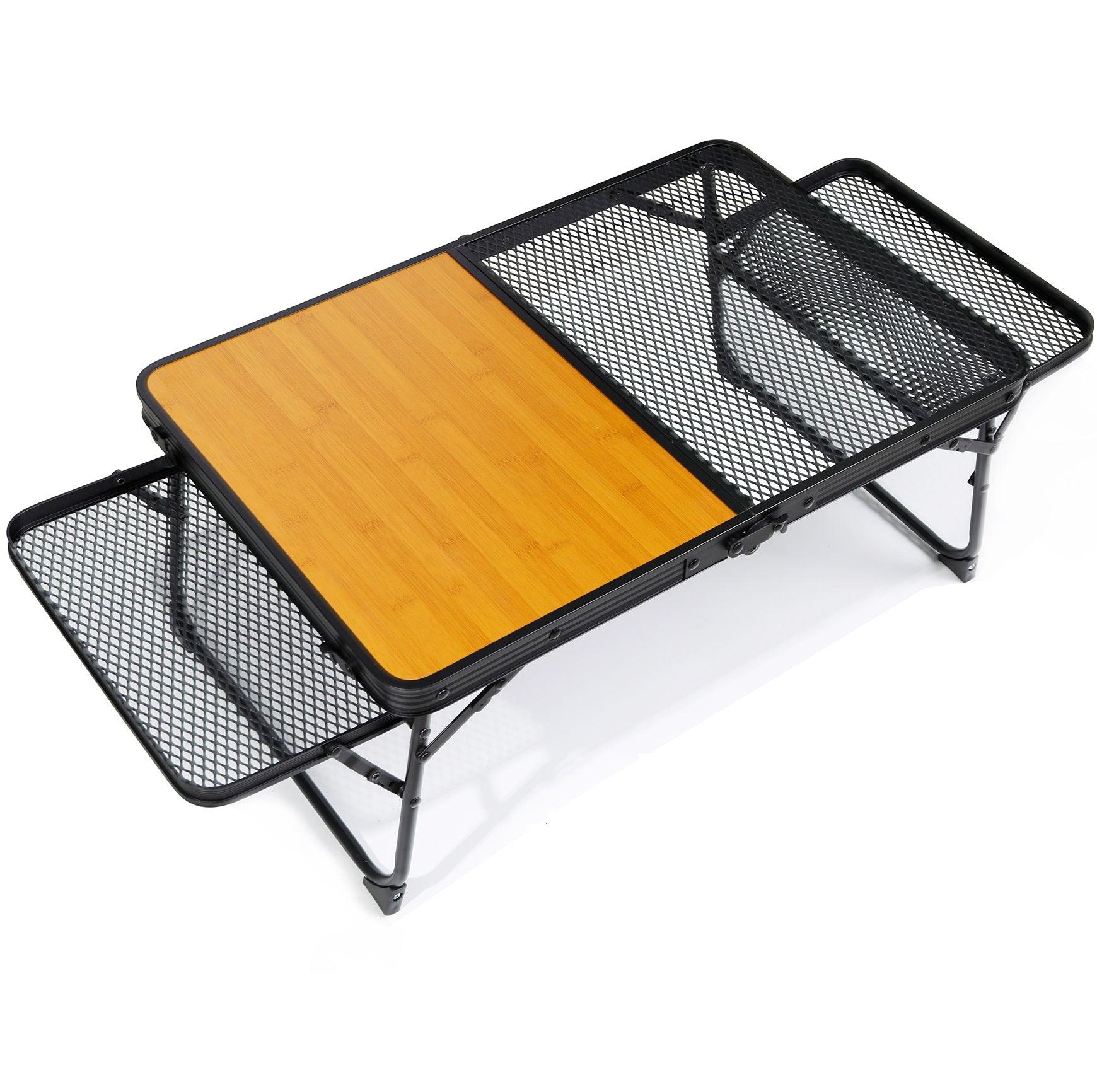 アウトドアテーブル 折りたたみ 2in1天板メッシュテーブル 64*42*29cm