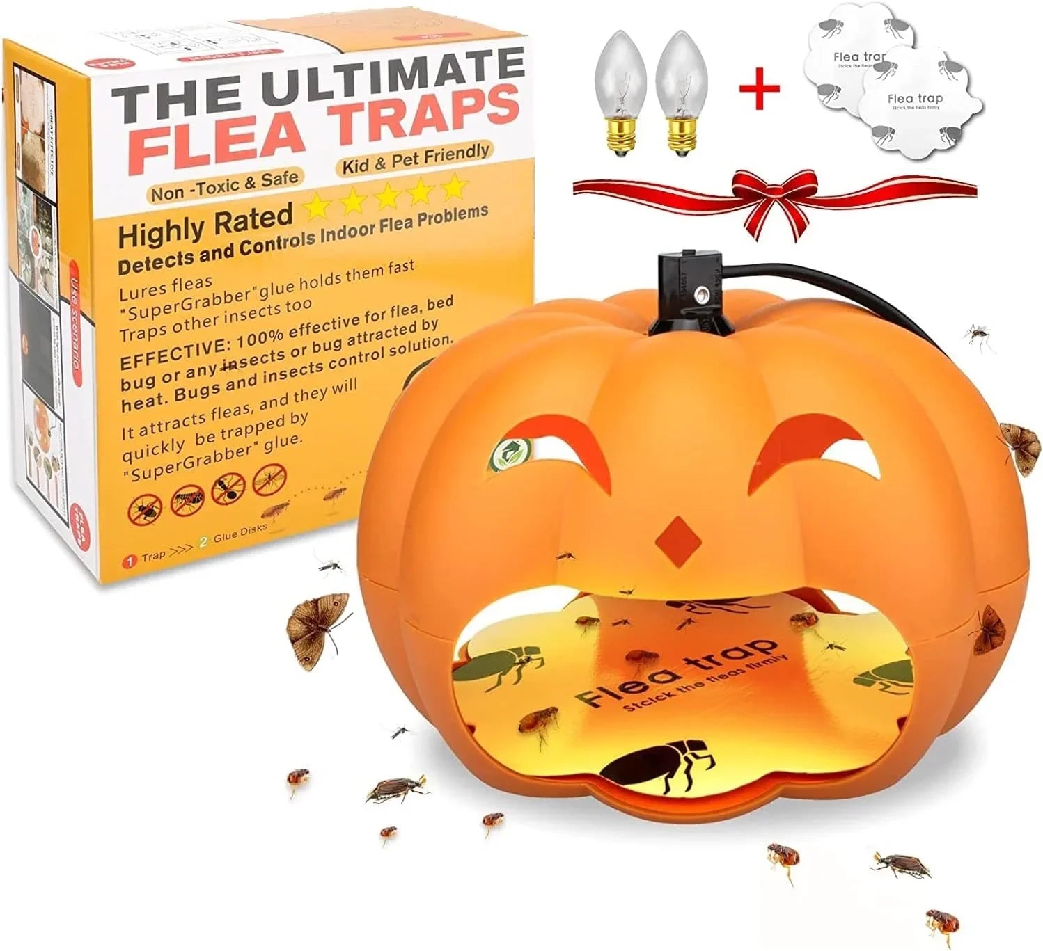 ノミ取り ネバネバドーム 捕虫器 電子ノミとり トラップノミ ノミトラップ 微小害虫 ノミ駆除 電球付き 無毒無臭 安全 効果 使いやすい 蚤対策 虫除け 害虫駆除 高い信頼性・害虫対策器（2ｘ電球、2ｘ粘着シート付き）【日本式プラグ】 - Yolerhome