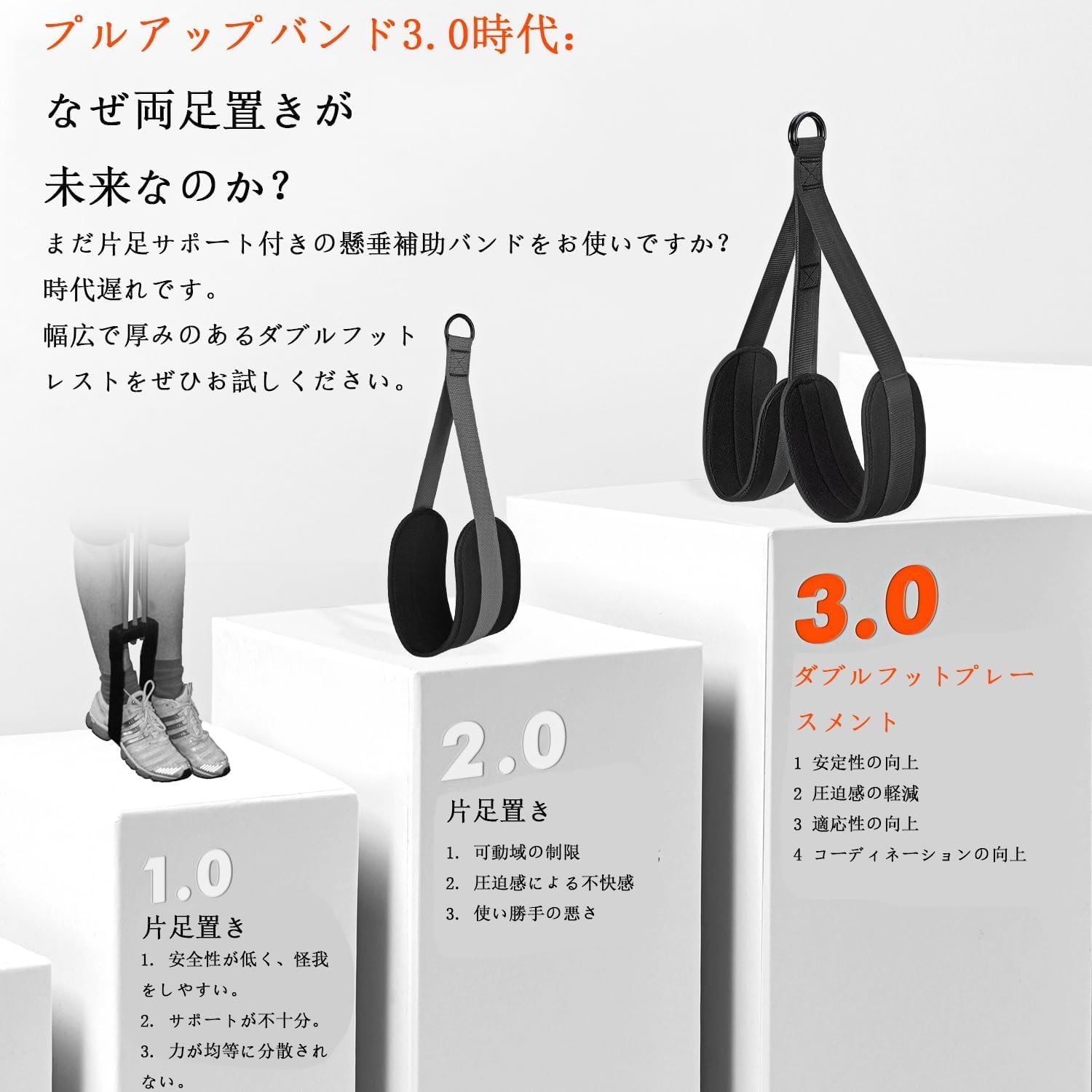 懸垂 補助 アシスト チューブ 3段階調節可能 筋トレ 懸垂バー 懸垂