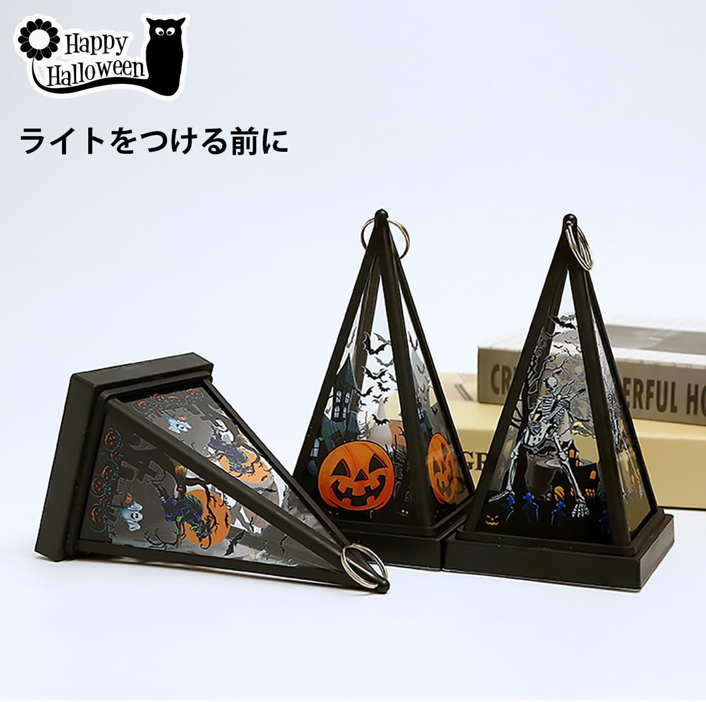 3点セット ハロウィン 飾り led ランタン 三角形 かぼちゃ おばけ 魔女 提灯 ハロウィン 飾り付け ライト カボチャ 玄関 置物 ハロウィーン 装飾 パーティーに飾り ちょうちん 小型 軽量 子供に携帯用 halloween decoration - Yolerhome