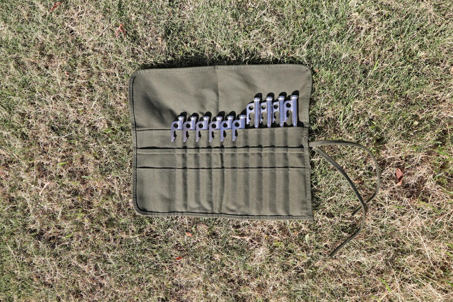 ペグケース ペグ収納ケース 帆布製 エリッゼ 30cm鍛造ペグ対応 キャンプ アウトドア用 - Yolerhome