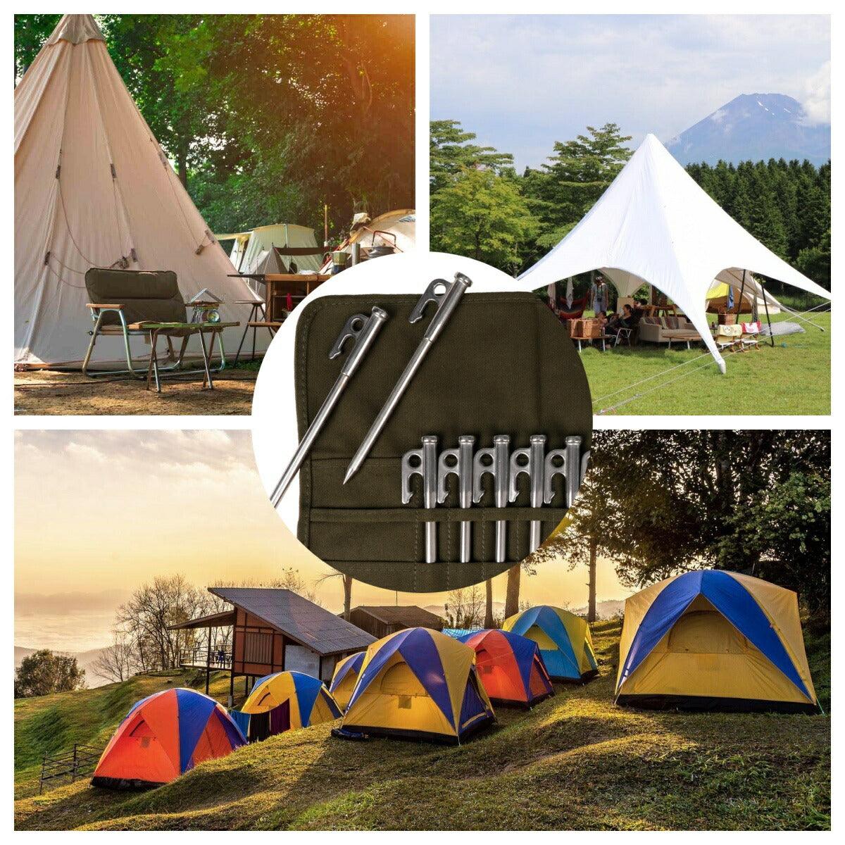 ペグケース ペグ収納ケース 帆布製 エリッゼ 30cm鍛造ペグ対応 キャンプ アウトドア用 - Yolerhome