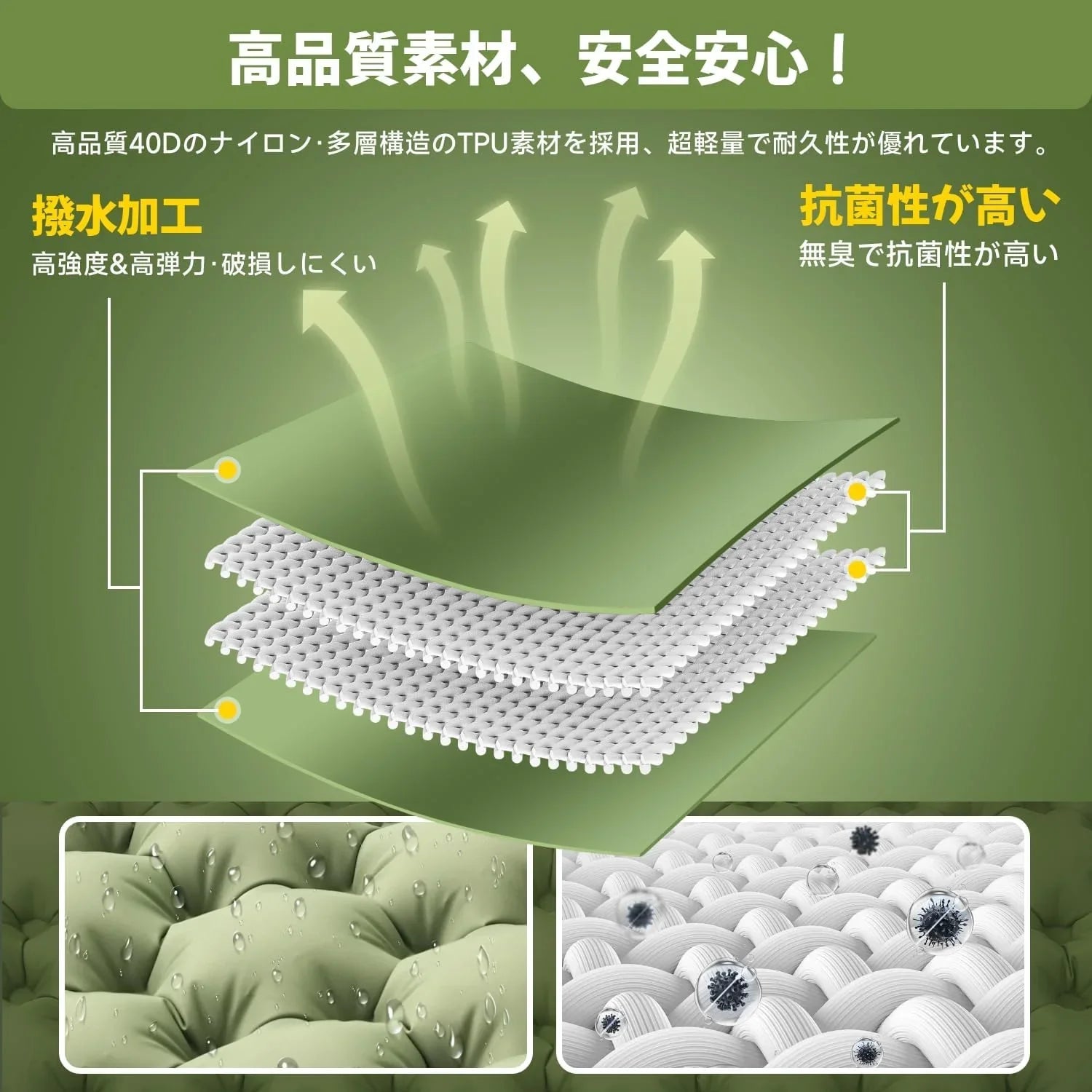 エアーマット キャンプ マット【30s膨らむ・10CM厚さ】お花見に 足踏み