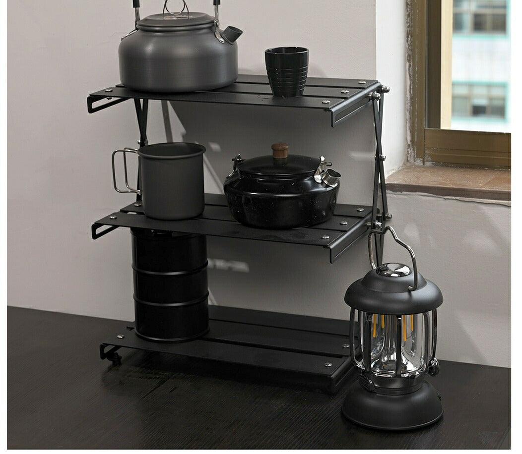 卓上収納ラック 折り畳み キャンプ ラック 軽量 アウトドア 3段ラックARACK3 - Yolerhome