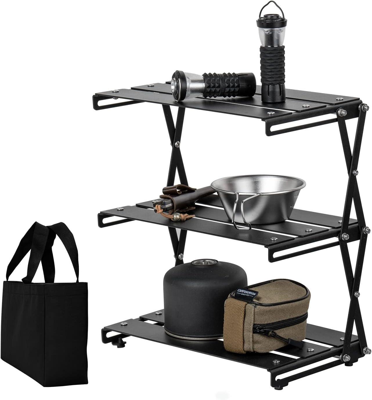 卓上収納ラック 折り畳み キャンプ ラック 軽量 アウトドア 3段ラックARACK3 - Yolerhome